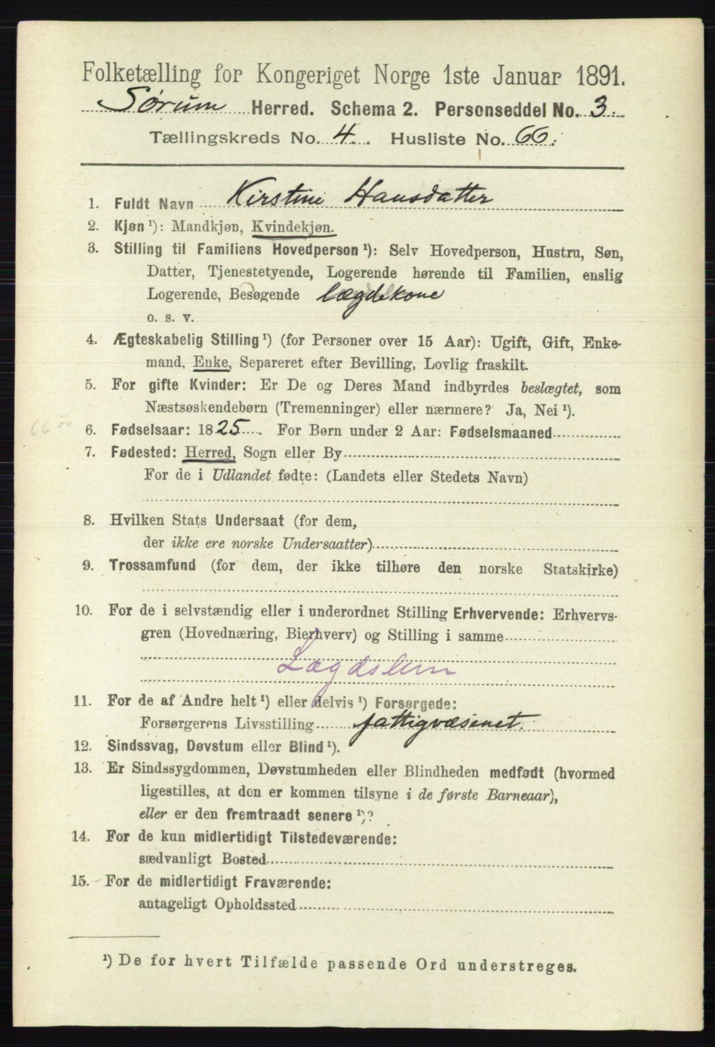 RA, 1891 census for 0226 Sørum, 1891, p. 2242