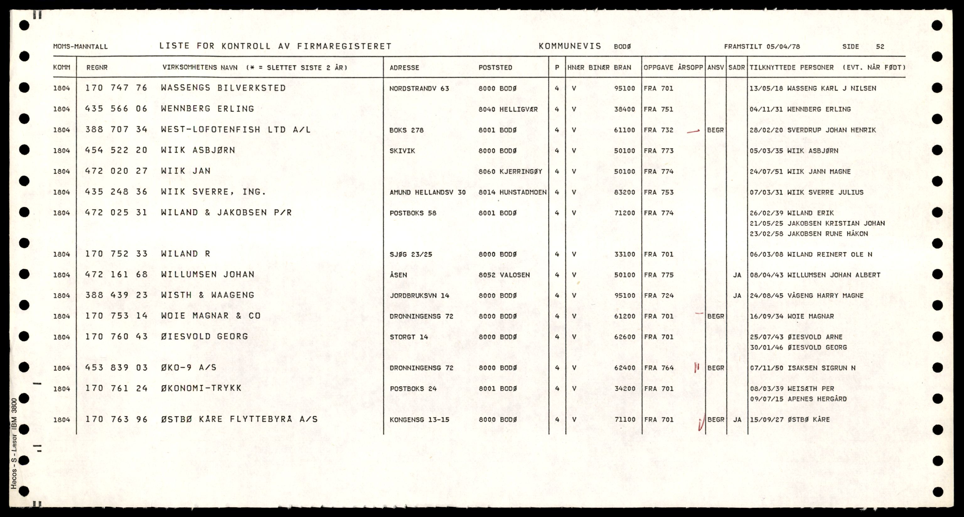 Bodø sorenskriveri, AV/SAT-A-0022/3/J/Jd/Jdb/L0003: Vedlegg til slettede foretak, 1978-1981, p. 3