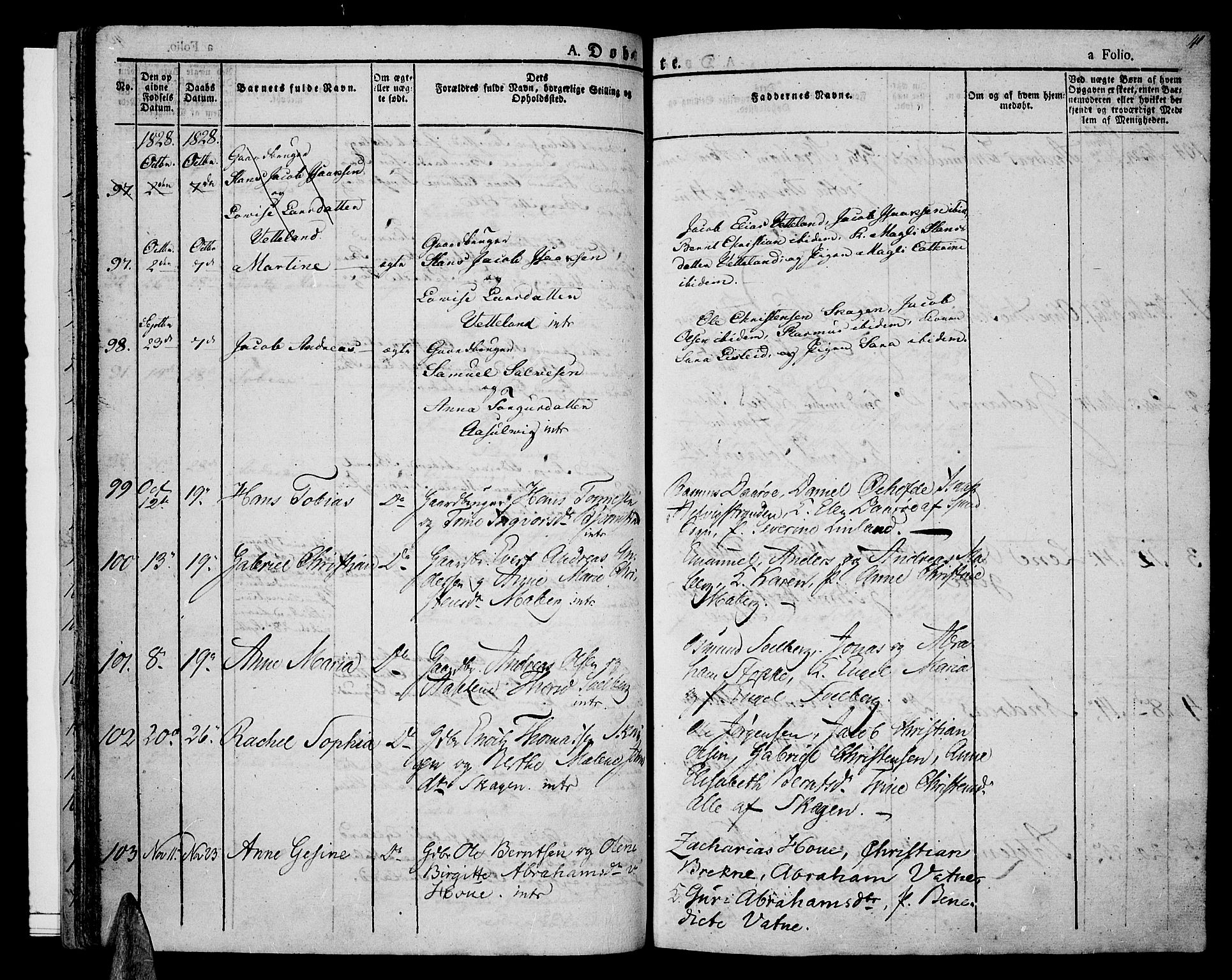 Lista sokneprestkontor, AV/SAK-1111-0027/F/Fa/L0008: Parish register (official) no. A 8, 1823-1835, p. 41