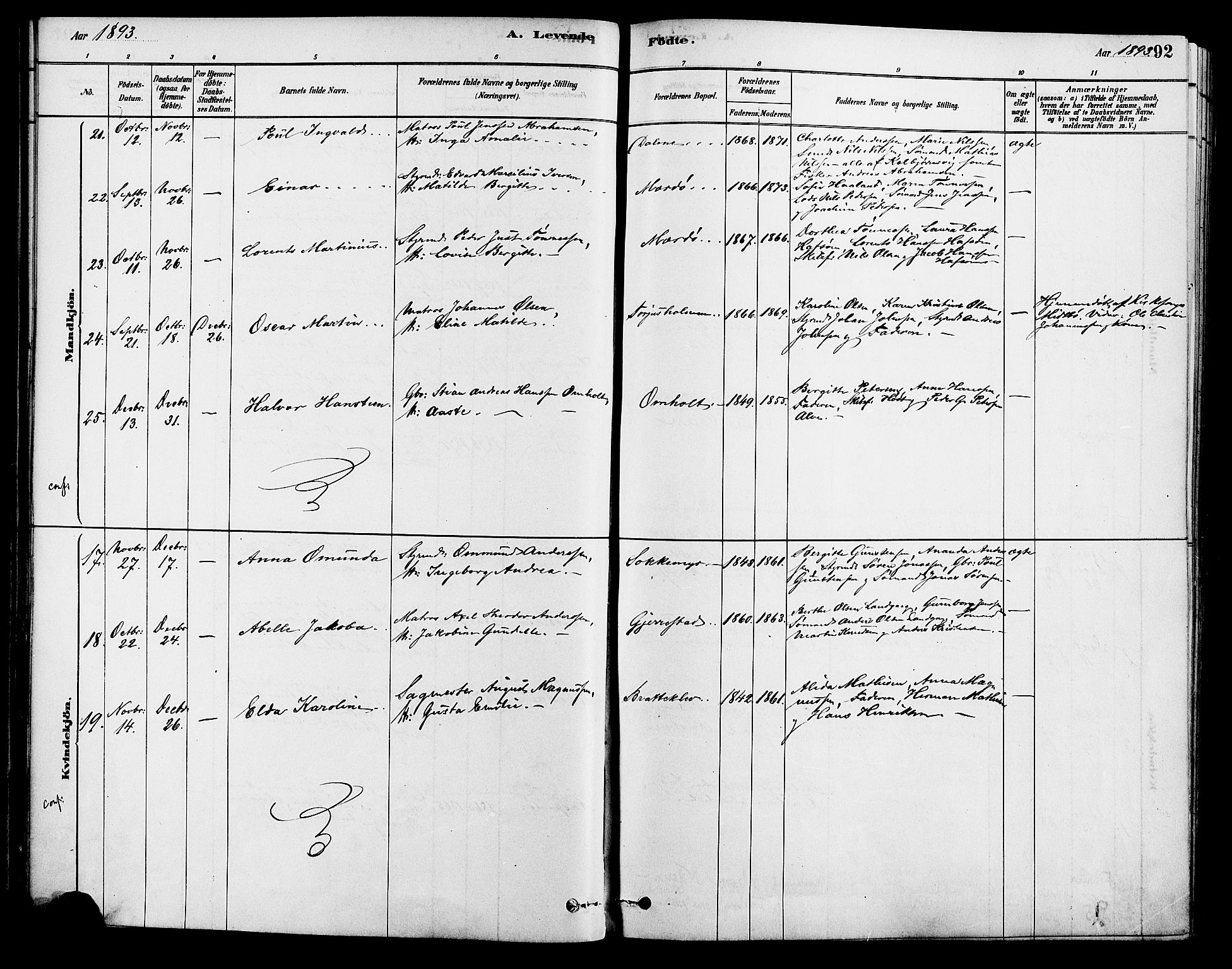 Tromøy sokneprestkontor, AV/SAK-1111-0041/F/Fa/L0009: Parish register (official) no. A 9, 1878-1896, p. 92