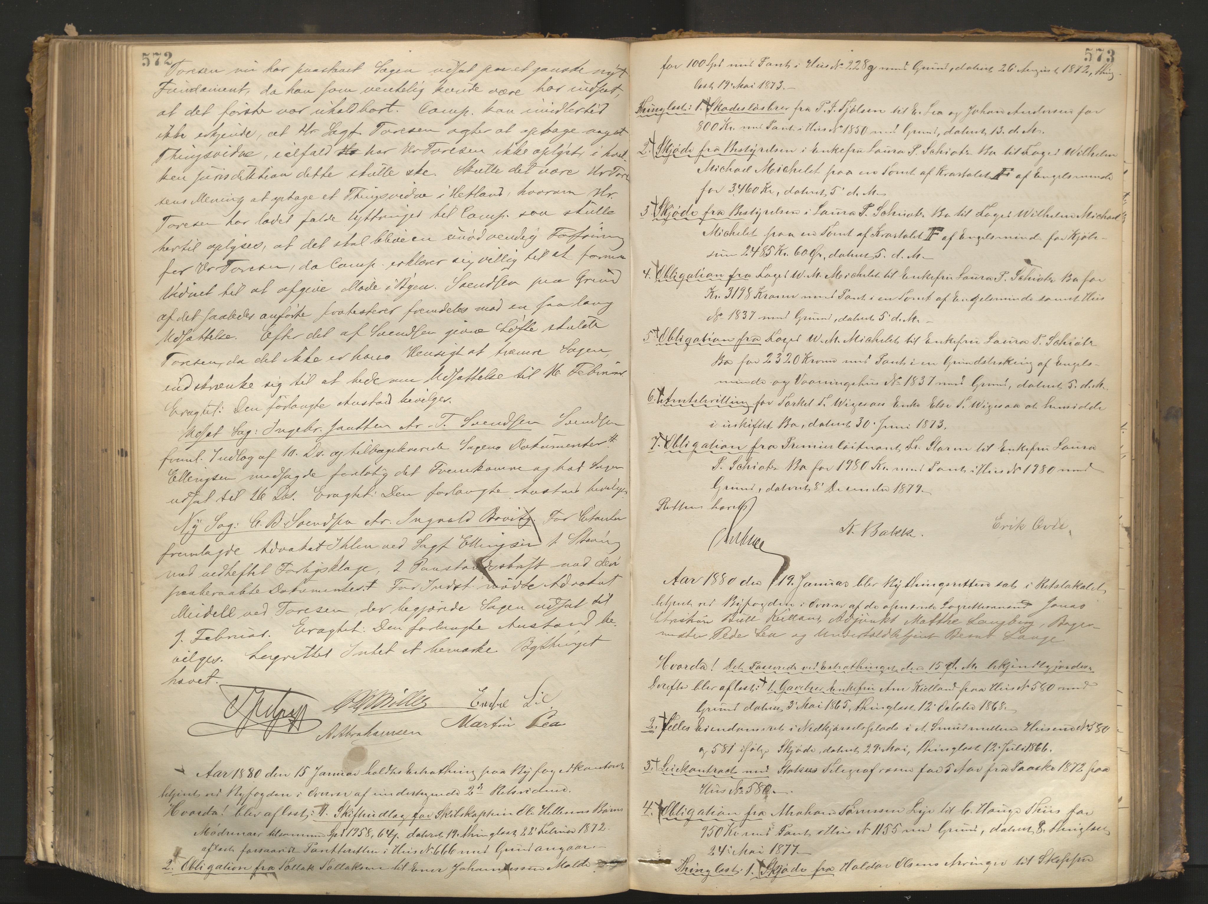 Stavanger byfogd, AV/SAST-A-101408/001/3/30/30BA/L0061: Bytingprotkoll, 1876-1881, p. 572-573