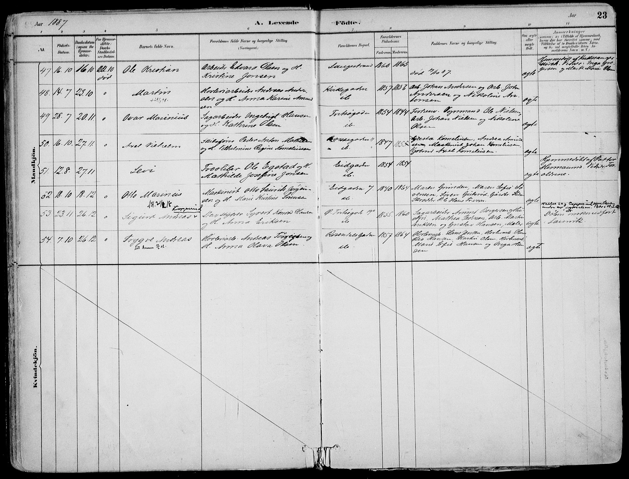 Larvik kirkebøker, AV/SAKO-A-352/F/Fb/L0004: Parish register (official) no. II 4, 1884-1902, p. 23