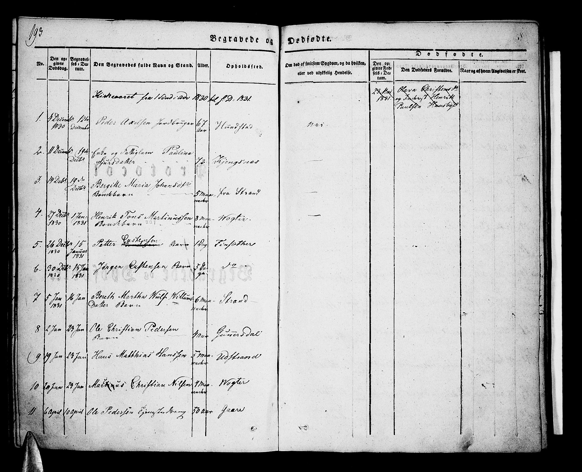 Kvæfjord sokneprestkontor, SATØ/S-1323/G/Ga/Gaa/L0003kirke: Parish register (official) no. 3, 1830-1857, p. 193