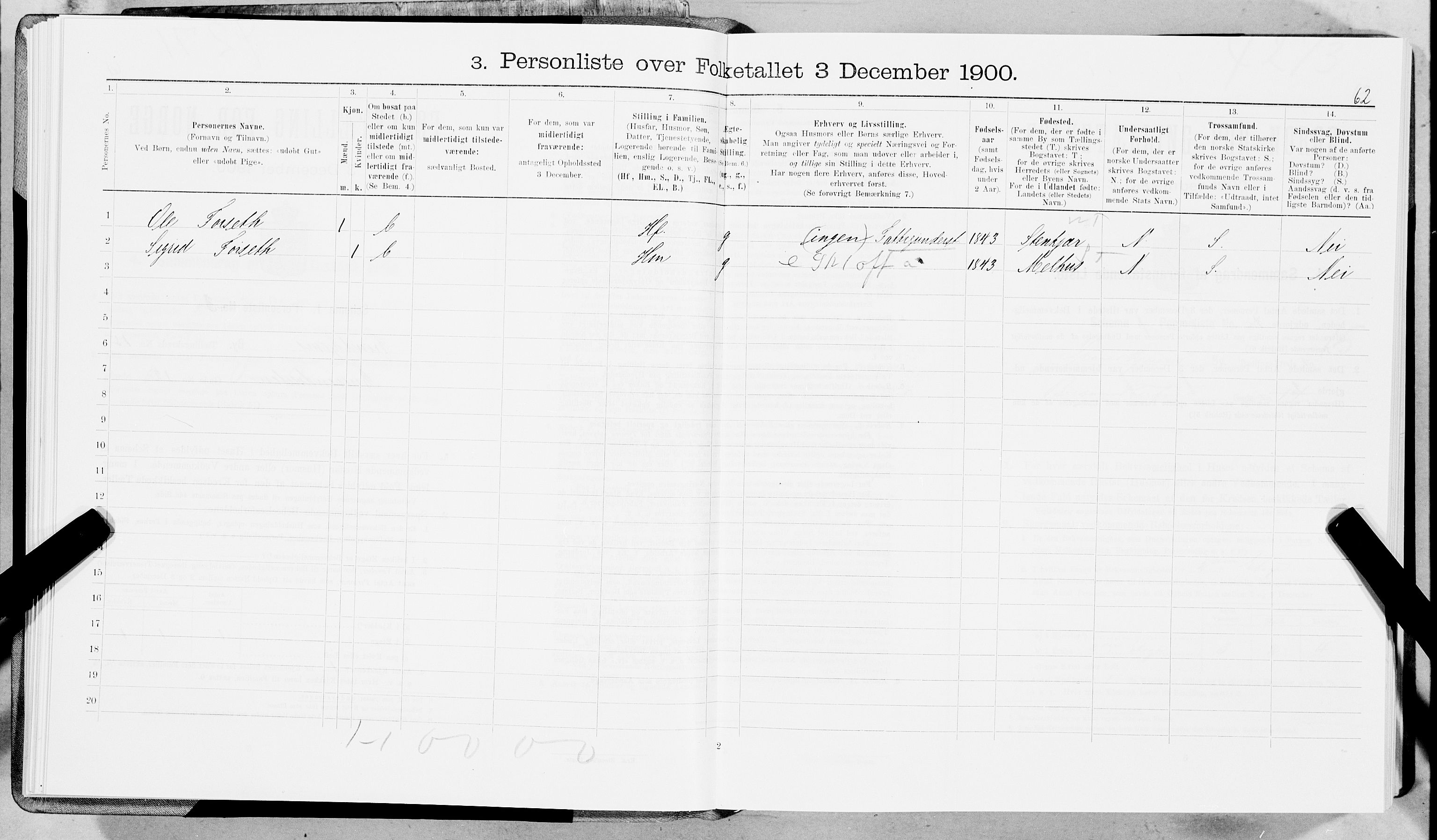 SAT, 1900 census for Trondheim, 1900, p. 2601