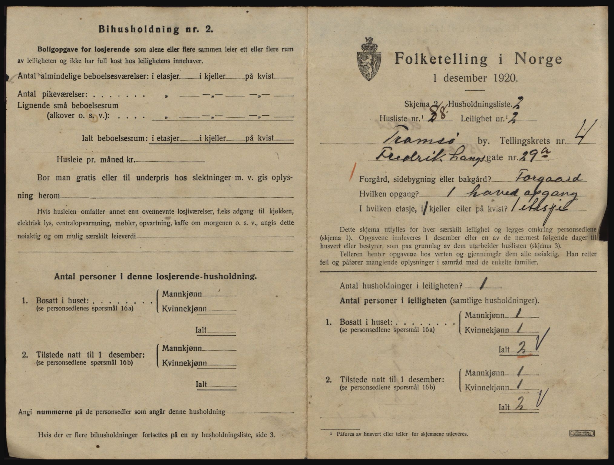 SATØ, 1920 census for Tromsø, 1920, p. 3711