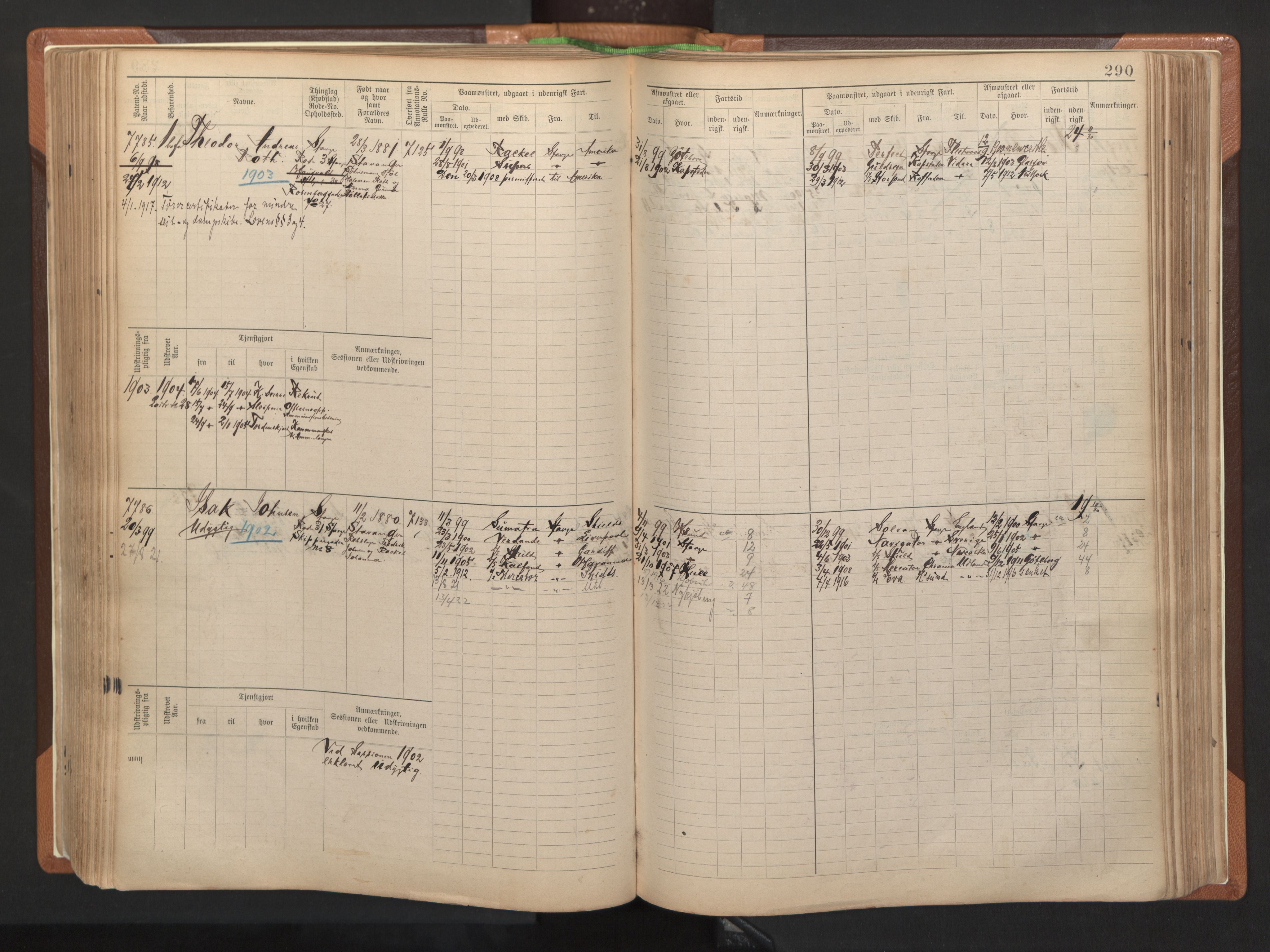 Stavanger sjømannskontor, AV/SAST-A-102006/F/Fb/Fbb/L0012: Sjøfartshovedrulle, patentnr. 7207-8158, 1894-1904, p. 293