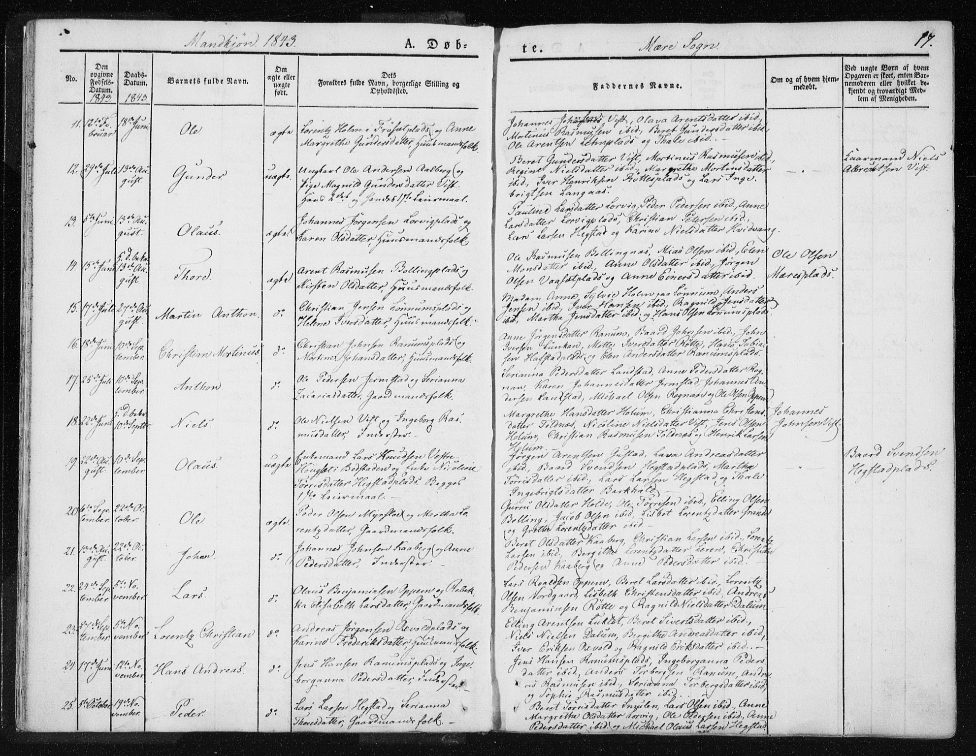 Ministerialprotokoller, klokkerbøker og fødselsregistre - Nord-Trøndelag, AV/SAT-A-1458/735/L0339: Parish register (official) no. 735A06 /1, 1836-1848, p. 17