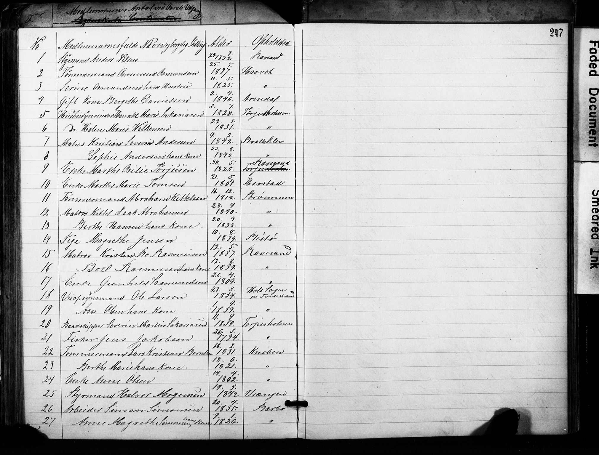 Metodistmenigheten, Arendal, AV/SAK-1292-0011/F/Fa/L0001: Dissenter register no. F-2, 1867-1879, p. 247