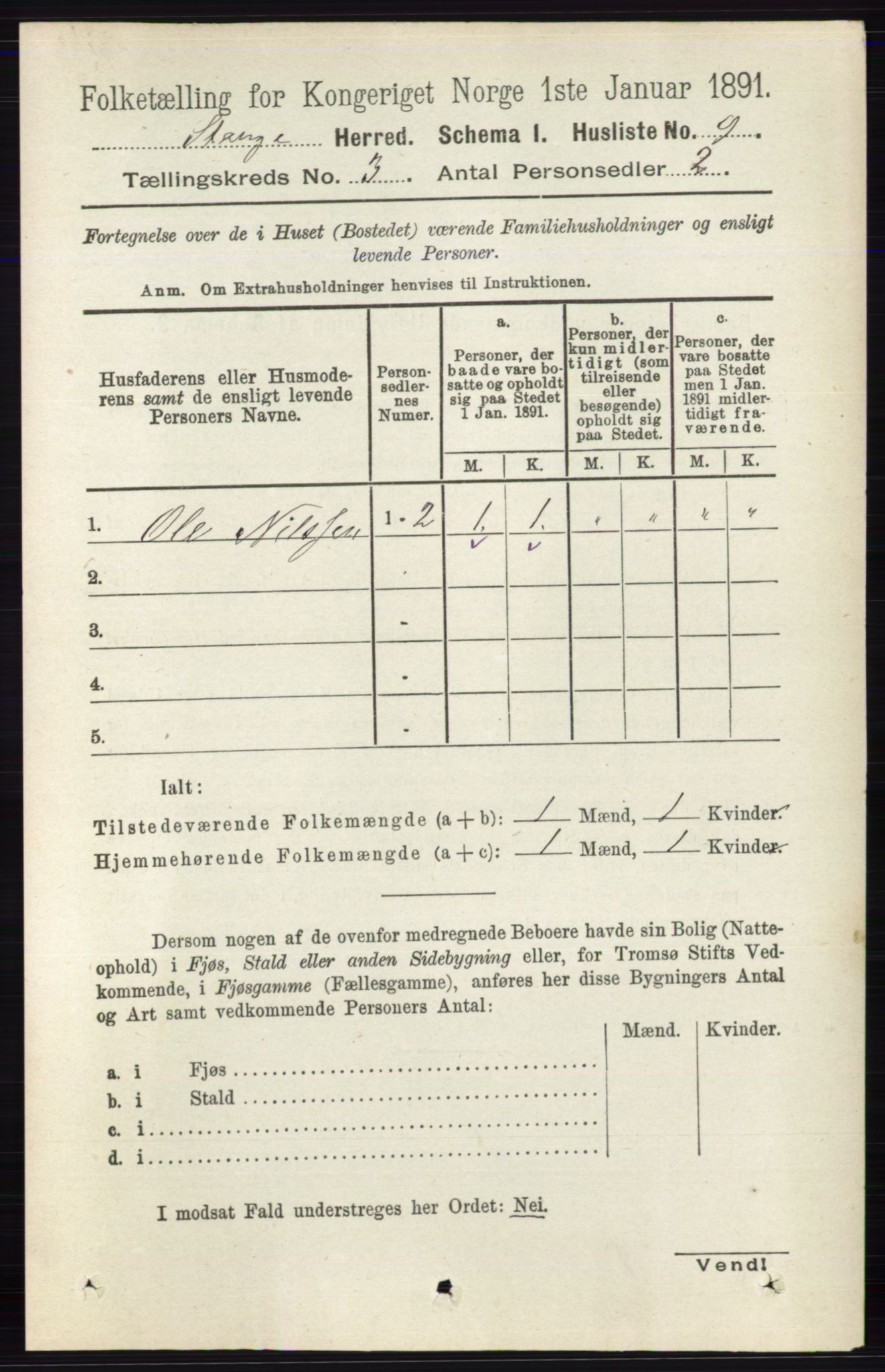 RA, 1891 census for 0417 Stange, 1891, p. 1540