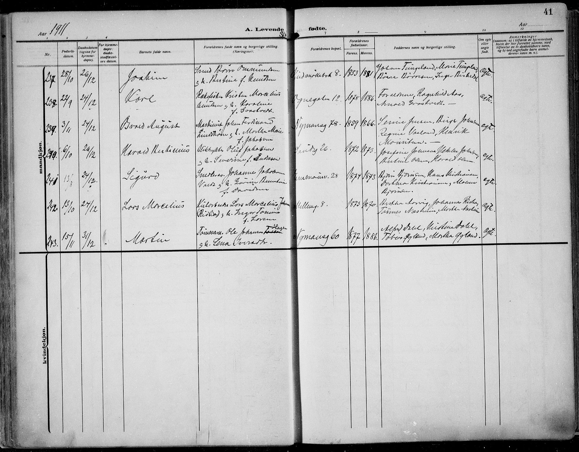 St. Johannes sokneprestkontor, AV/SAST-A-101814/002/B/L0002: Parish register (official) no. A 9, 1911-1921, p. 41