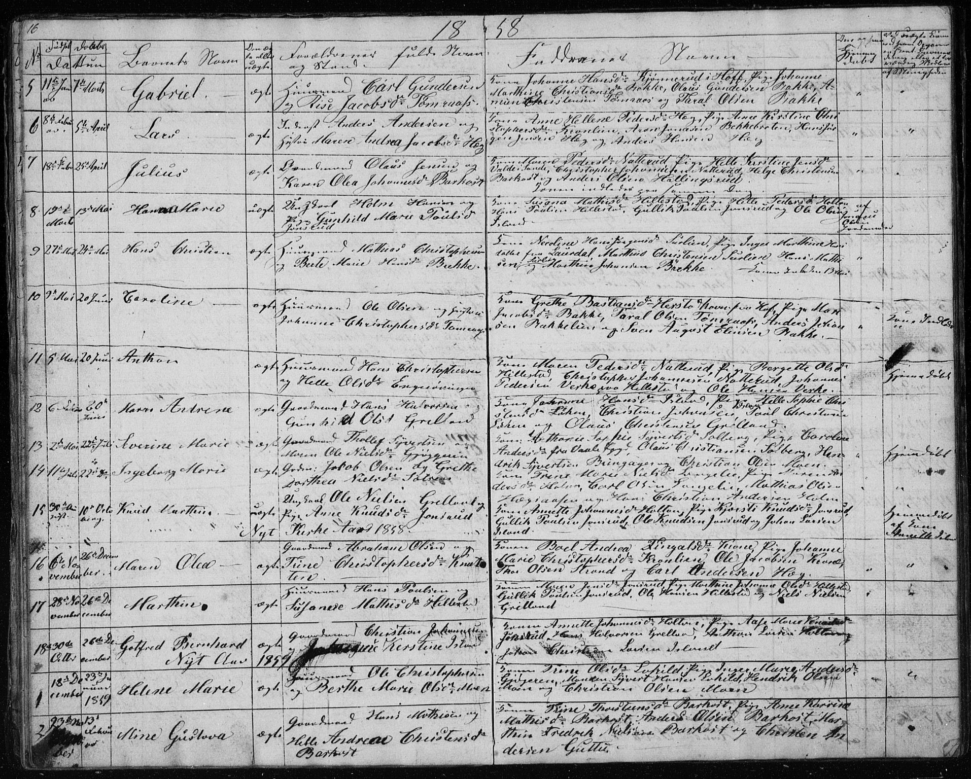 Botne kirkebøker, SAKO/A-340/G/Gb/L0001: Parish register (copy) no. II 1, 1848-1860, p. 16