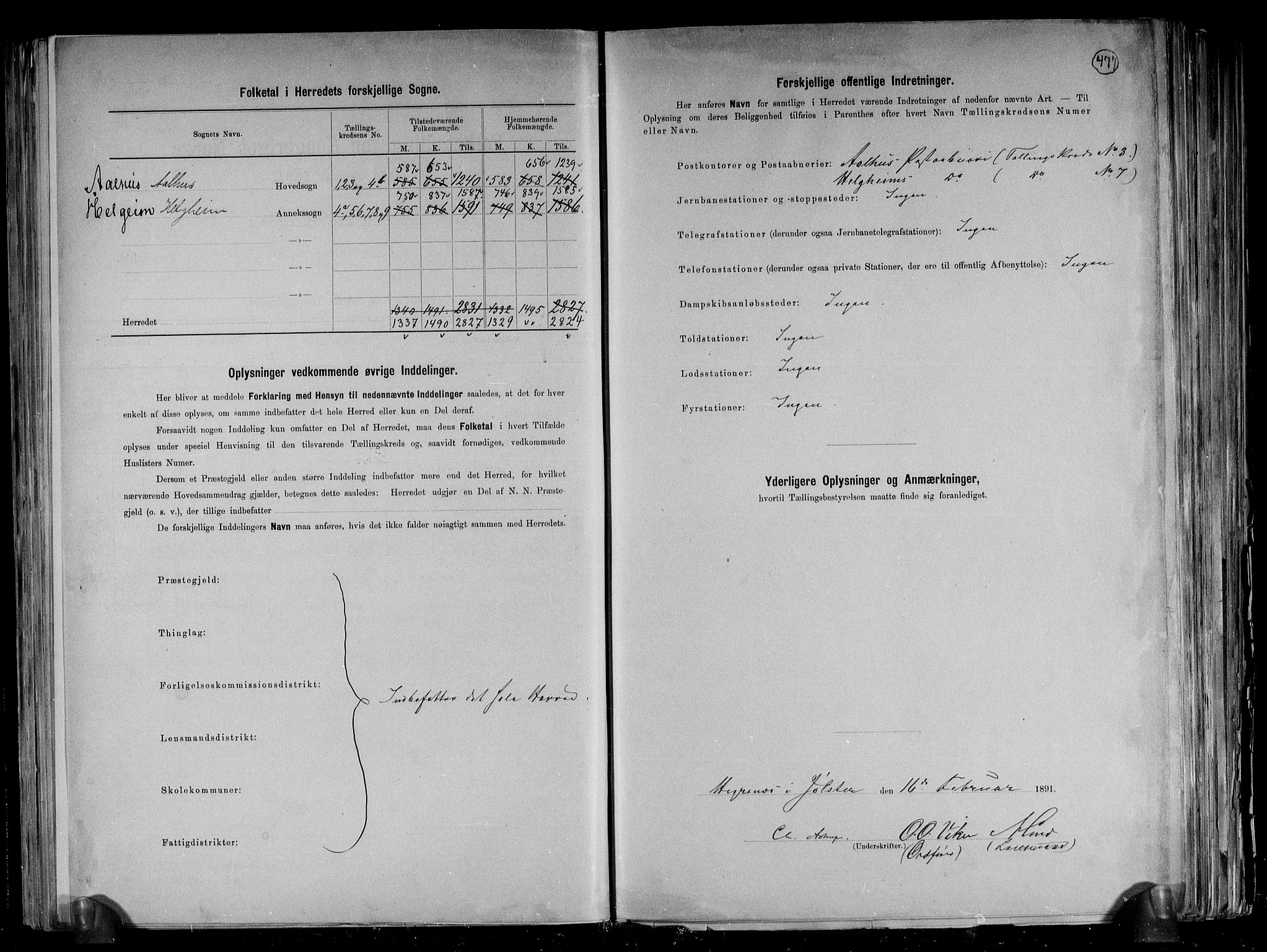 RA, 1891 census for 1431 Jølster, 1891, p. 3