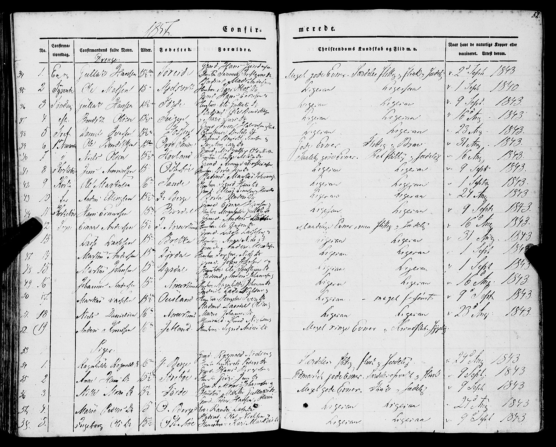 Lavik sokneprestembete, AV/SAB-A-80901: Parish register (official) no. A 3, 1843-1863, p. 52