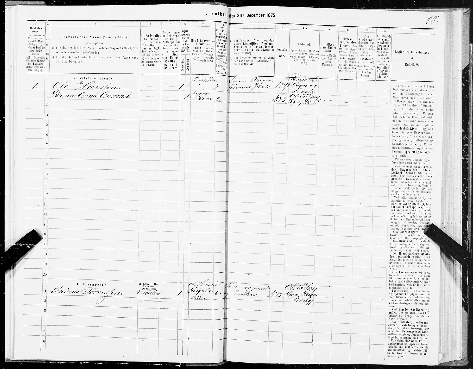 SAT, 1875 census for 1719P Skogn, 1875, p. 2038