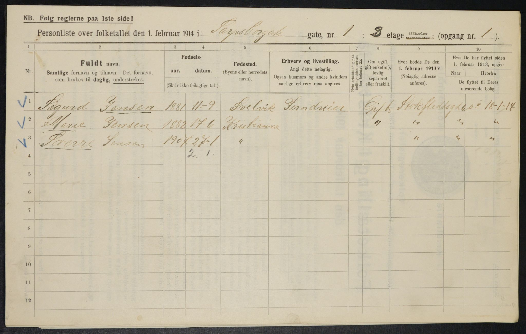 OBA, Municipal Census 1914 for Kristiania, 1914, p. 88938