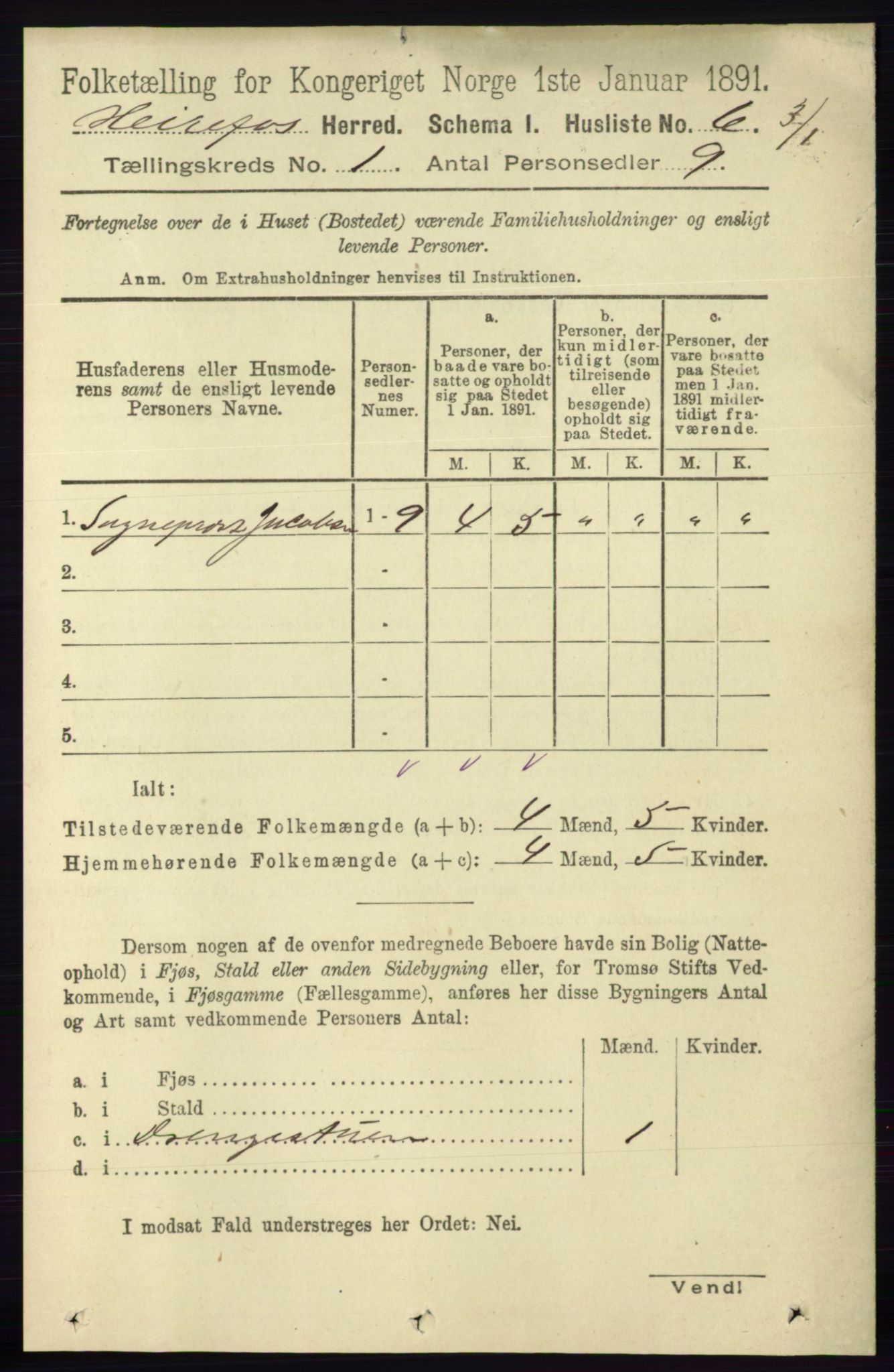 RA, 1891 census for 0933 Herefoss, 1891, p. 18