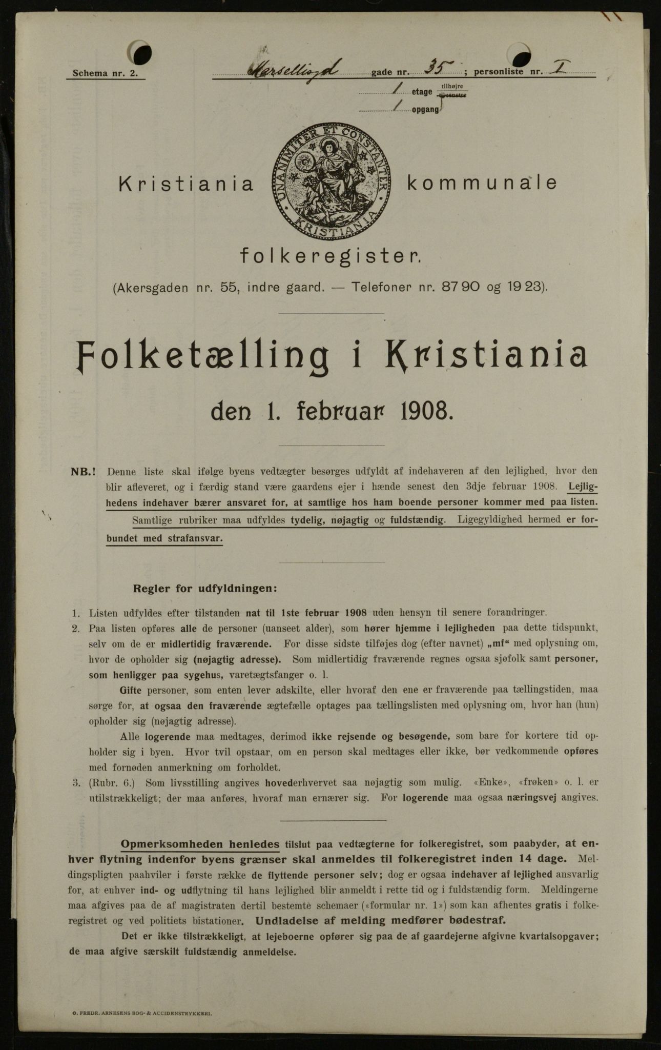 OBA, Municipal Census 1908 for Kristiania, 1908, p. 58003