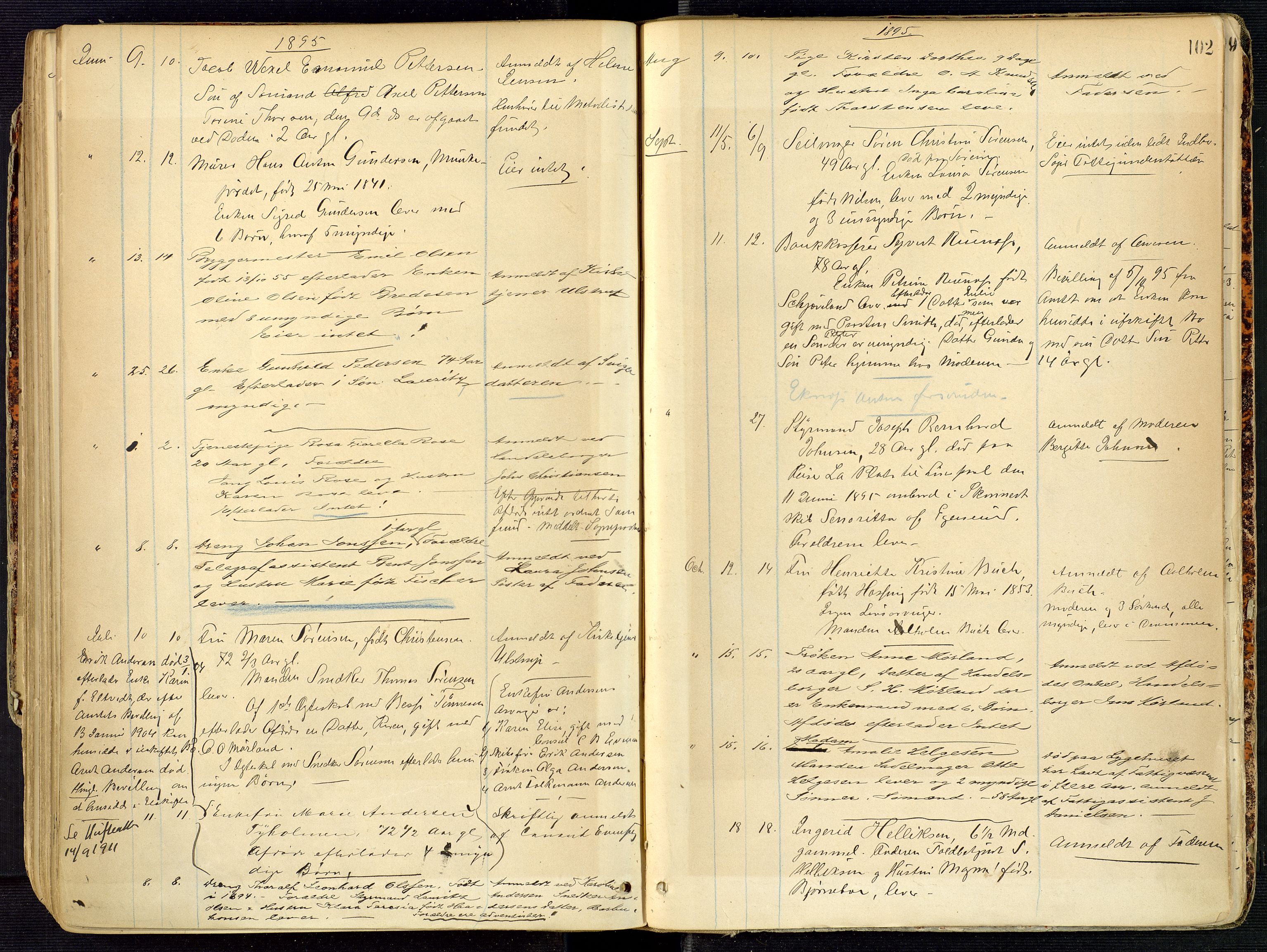 Arendal byfogd, AV/SAK-1222-0001/H/Ha/L0001: Dødsfallsprotokoll, 1871-1900, p. 102