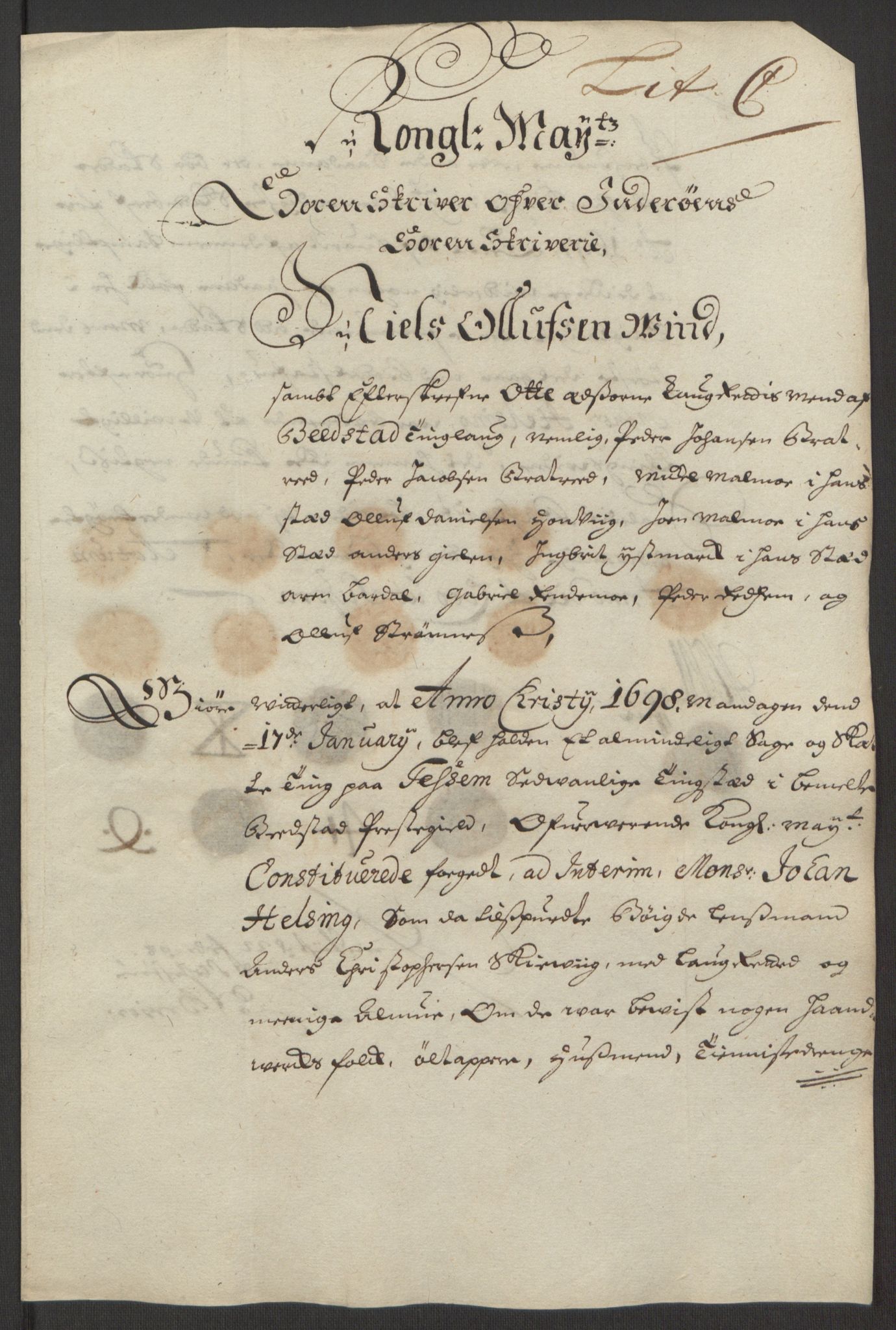 Rentekammeret inntil 1814, Reviderte regnskaper, Fogderegnskap, AV/RA-EA-4092/R63/L4309: Fogderegnskap Inderøy, 1695-1697, p. 405