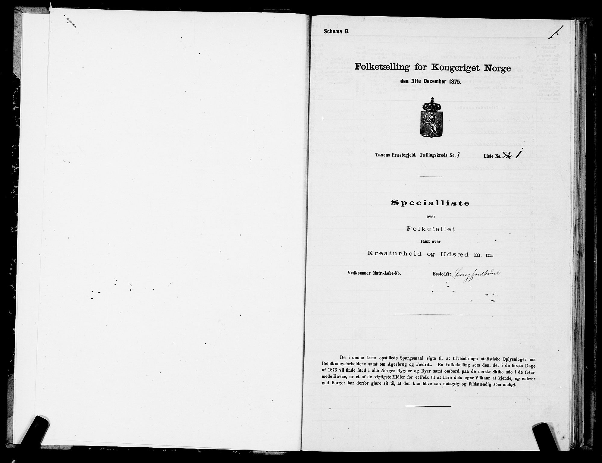 SATØ, 1875 census for 2025P Tana, 1875, p. 3001