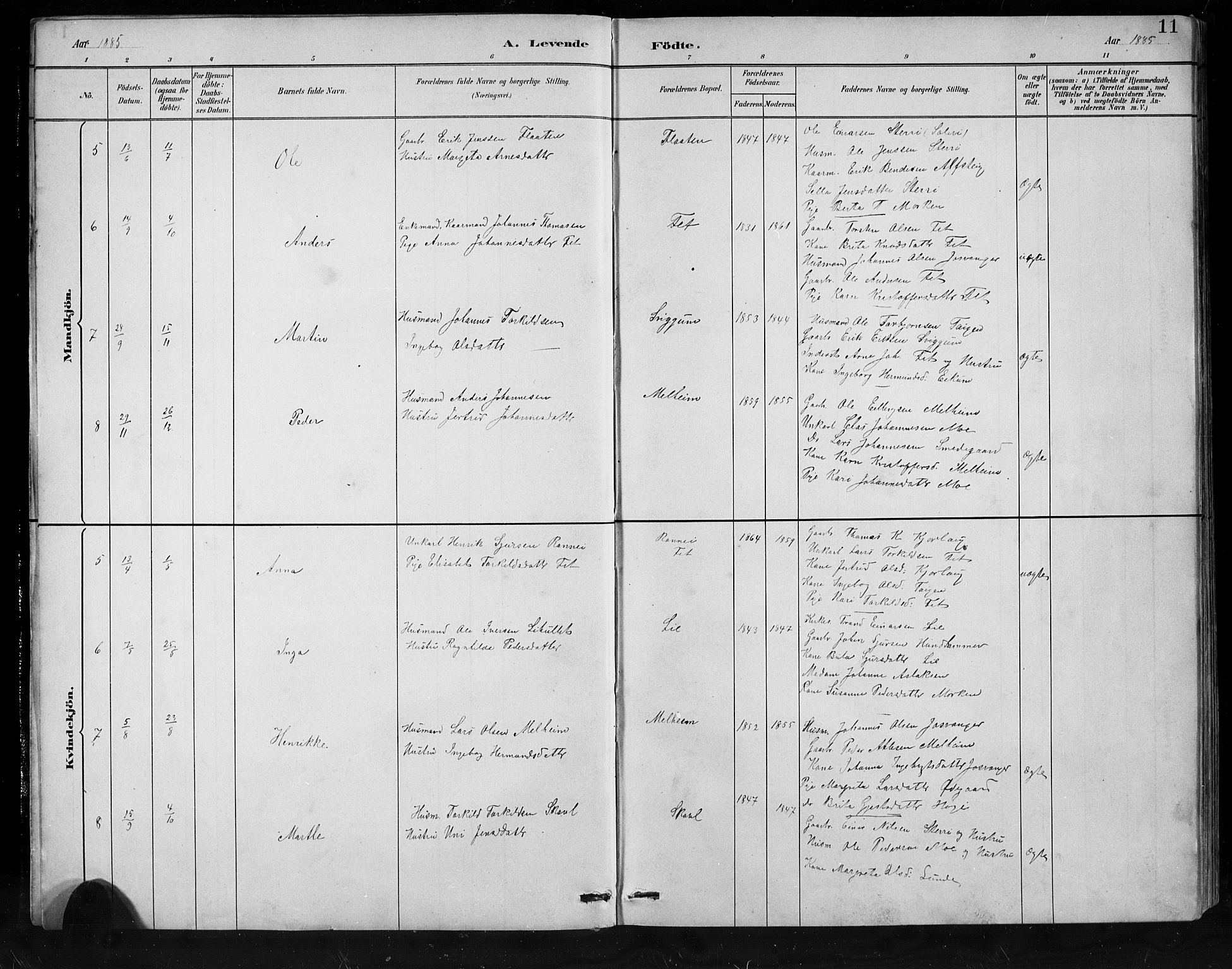 Jostedal sokneprestembete, AV/SAB-A-80601/H/Hab/Habb/L0001: Parish register (copy) no. B 1, 1882-1921, p. 11