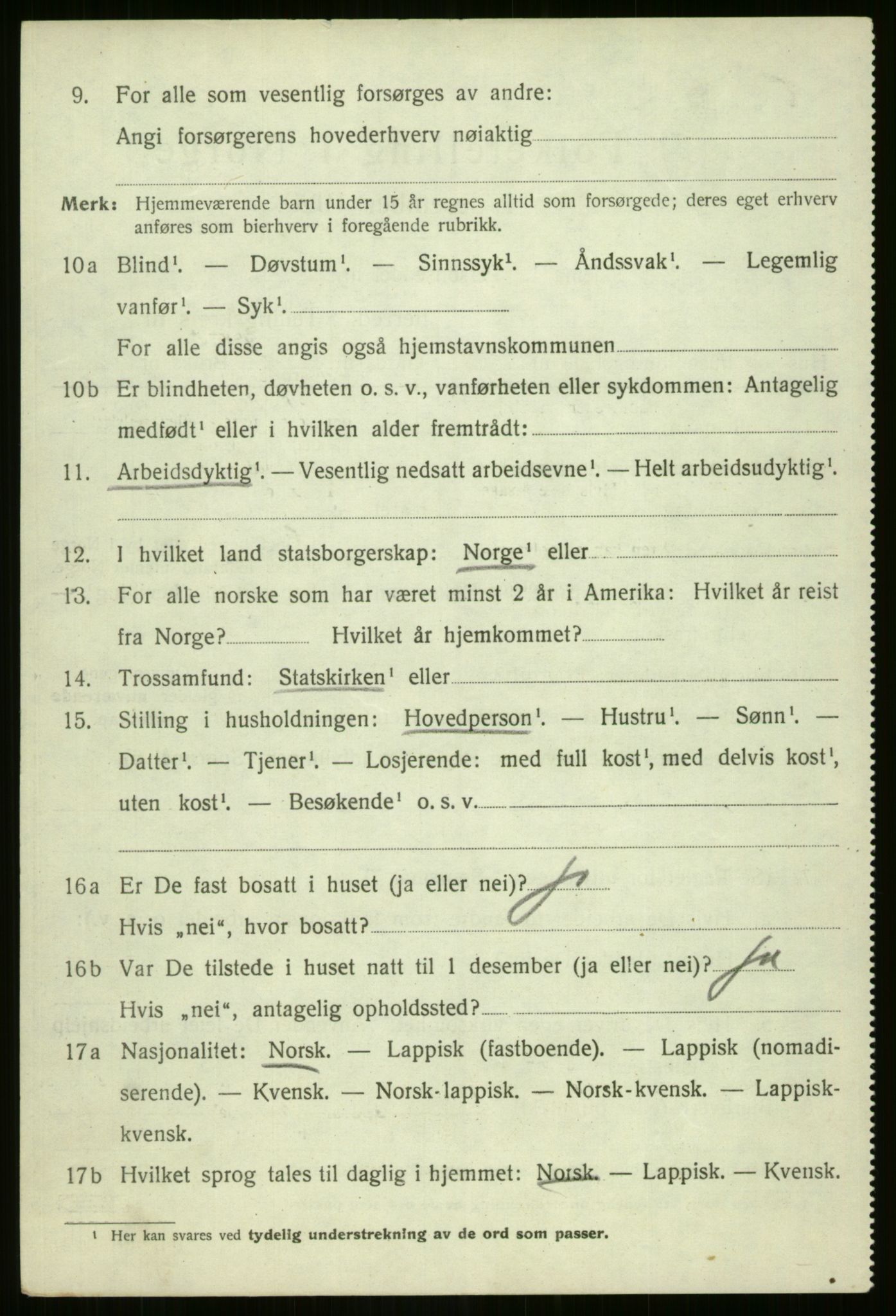 SATØ, 1920 census for Nordreisa, 1920, p. 2912