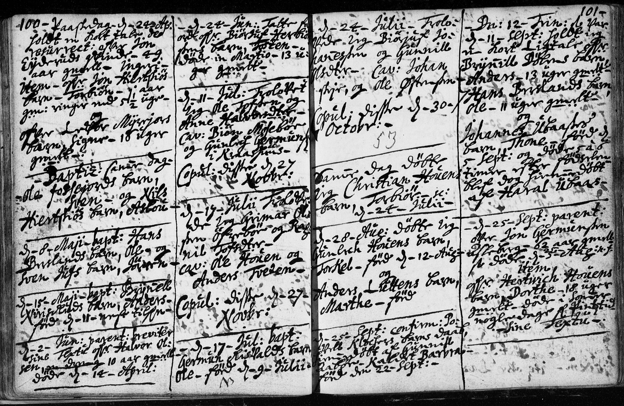 Hjartdal kirkebøker, SAKO/A-270/F/Fa/L0001: Parish register (official) no. I 1, 1685-1714, p. 100-101