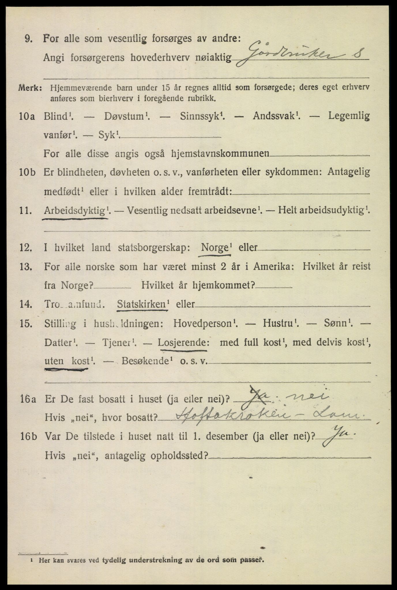 SAH, 1920 census for Lom, 1920, p. 2857