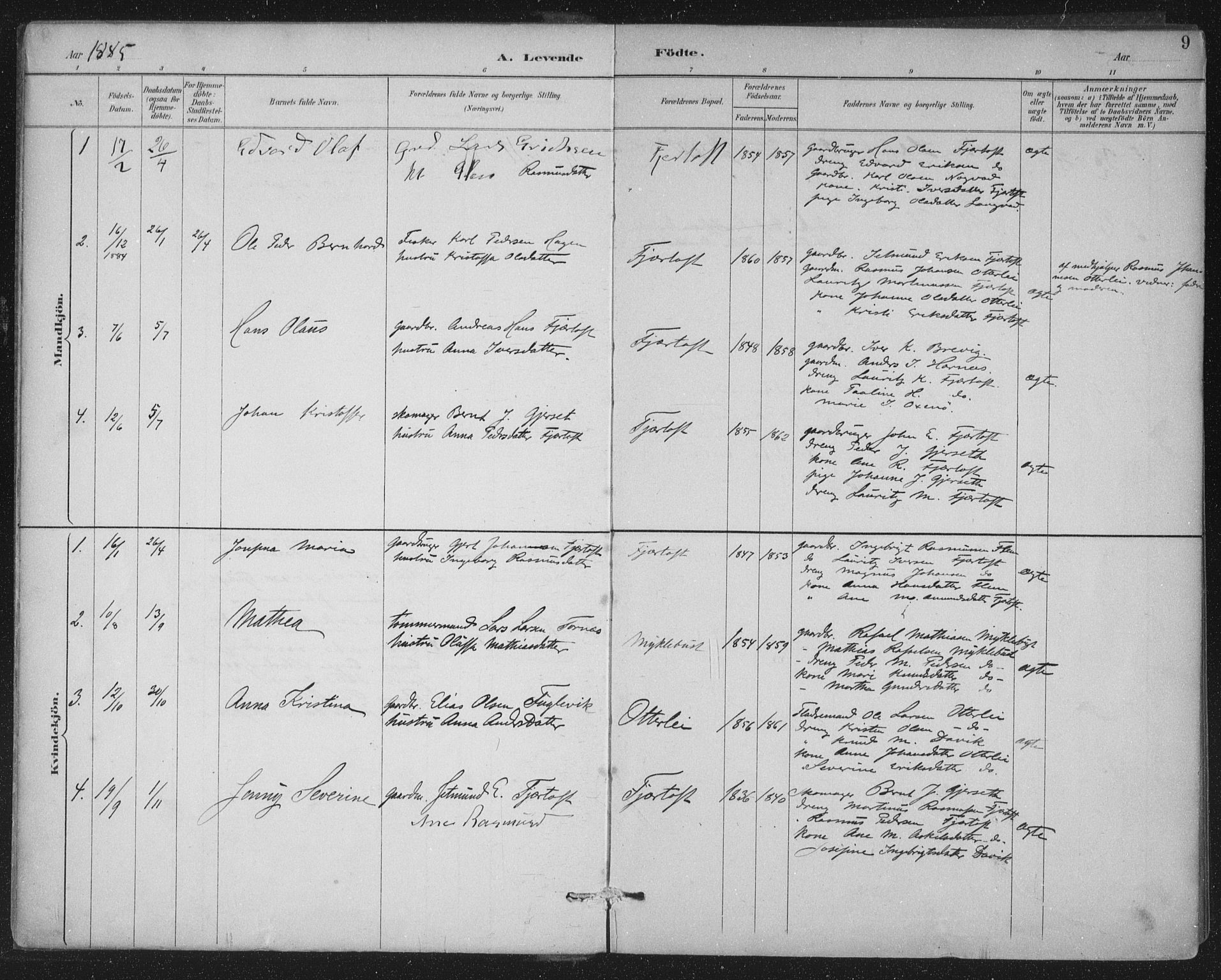 Ministerialprotokoller, klokkerbøker og fødselsregistre - Møre og Romsdal, SAT/A-1454/538/L0522: Parish register (official) no. 538A01, 1884-1913, p. 9