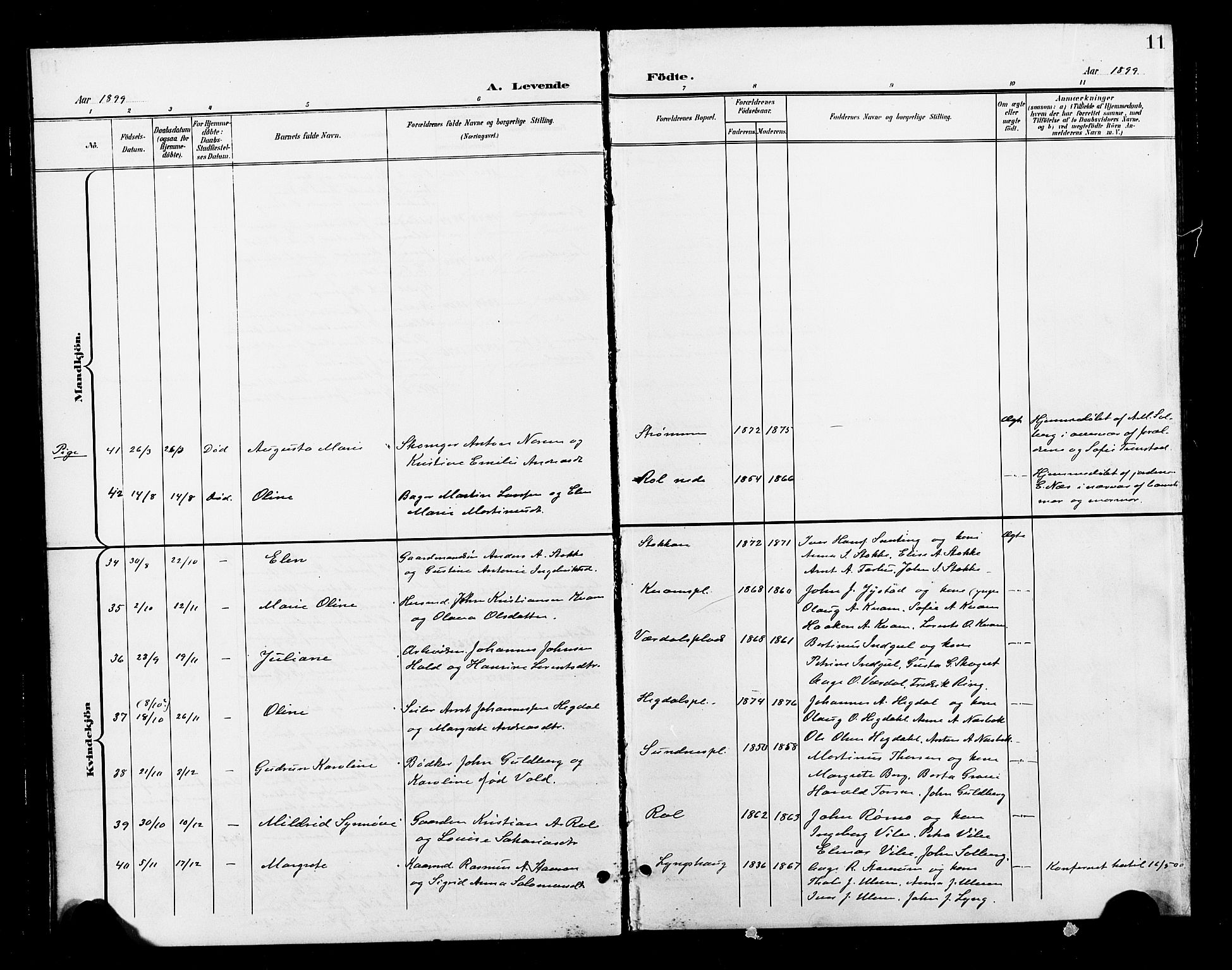 Ministerialprotokoller, klokkerbøker og fødselsregistre - Nord-Trøndelag, SAT/A-1458/730/L0302: Parish register (copy) no. 730C05, 1898-1924, p. 11