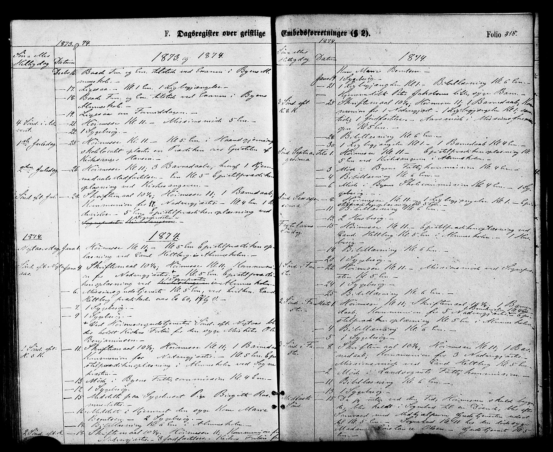 Vardø sokneprestkontor, SATØ/S-1332/H/Ha/L0005kirke: Parish register (official) no. 5, 1872-1878, p. 318