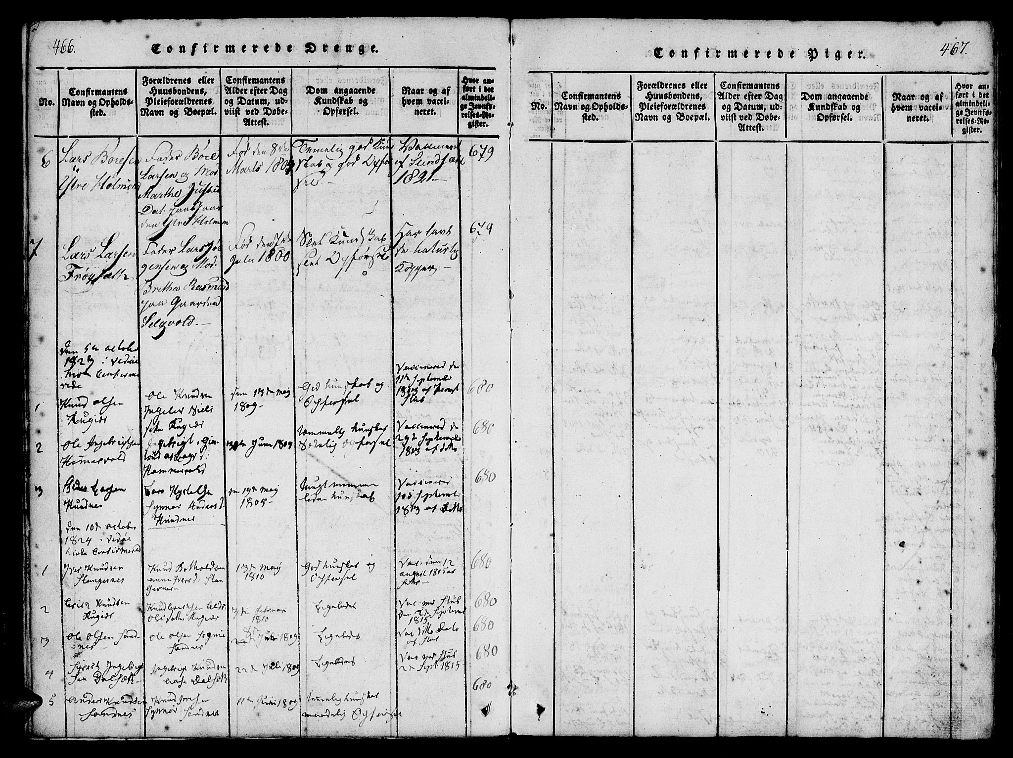 Ministerialprotokoller, klokkerbøker og fødselsregistre - Møre og Romsdal, AV/SAT-A-1454/548/L0612: Parish register (official) no. 548A01, 1818-1846, p. 466-467