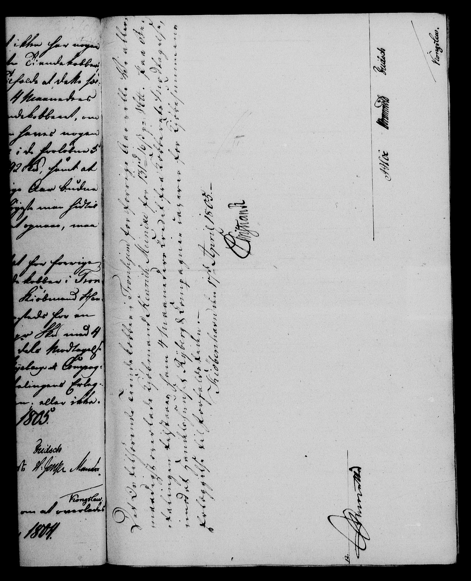 Rentekammeret, Renteskriverkontorene, RA/EA-3115/M/Mf/Mfb/L0007: Relasjons- og resolusjonsprotokoll med register (merket RK 54.13), 1805-1806