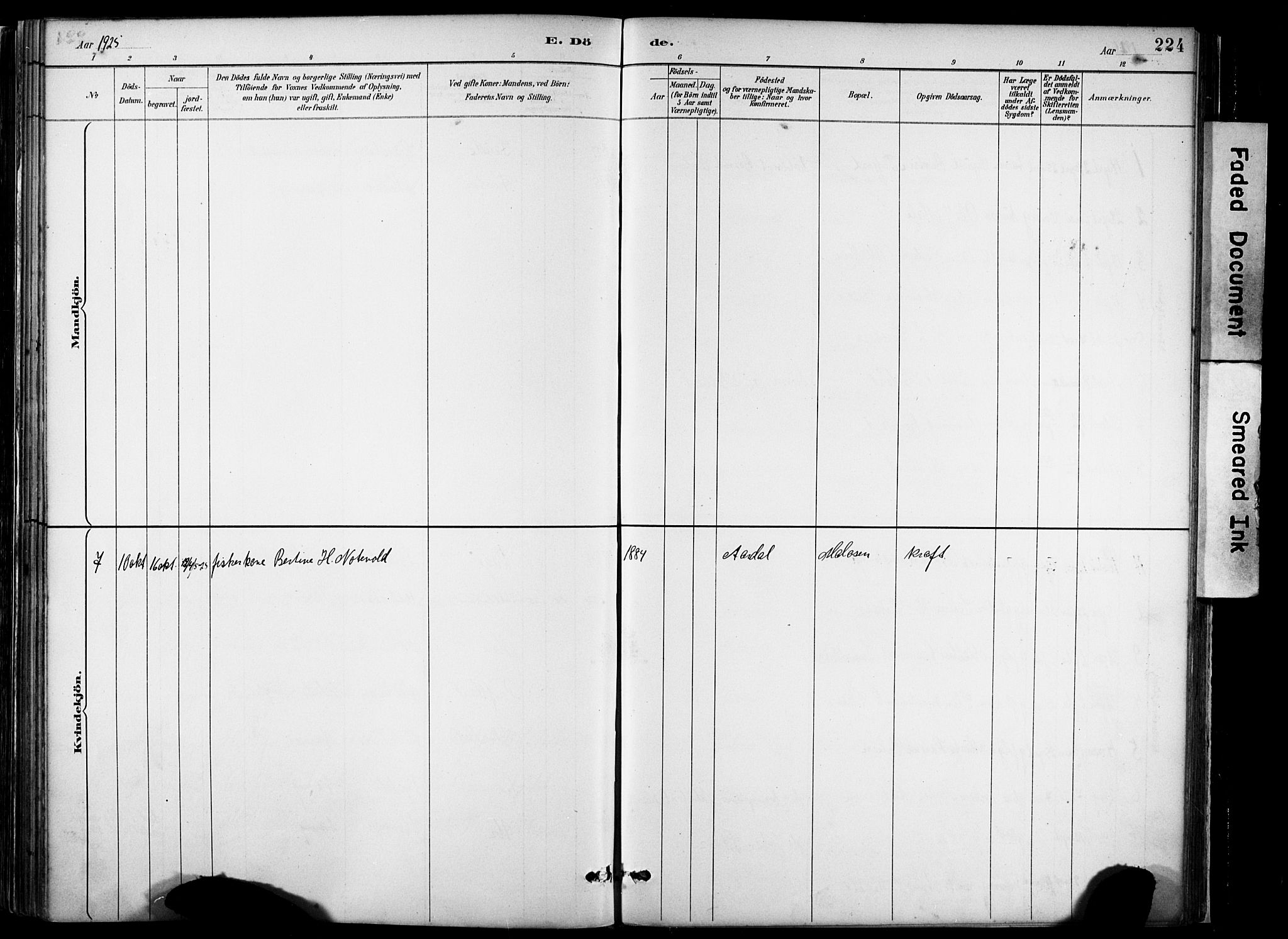 Hjelmeland sokneprestkontor, AV/SAST-A-101843/02/A/L0001: Parish register (official) no. A 16, 1887-1926, p. 224