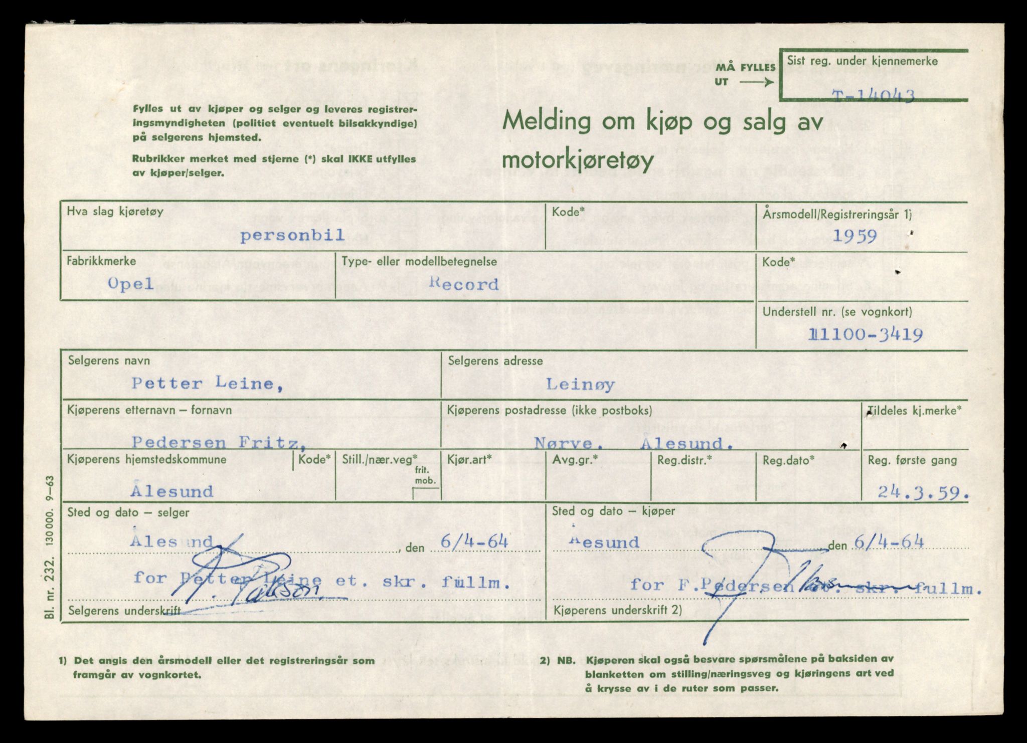 Møre og Romsdal vegkontor - Ålesund trafikkstasjon, AV/SAT-A-4099/F/Fe/L0042: Registreringskort for kjøretøy T 13906 - T 14079, 1927-1998, p. 2289