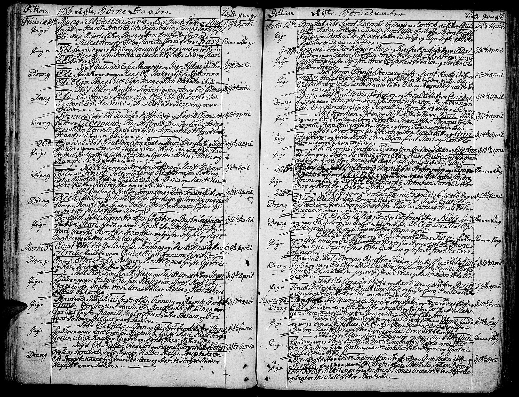 Aurdal prestekontor, SAH/PREST-126/H/Ha/Haa/L0006: Parish register (official) no. 6, 1781-1804, p. 28