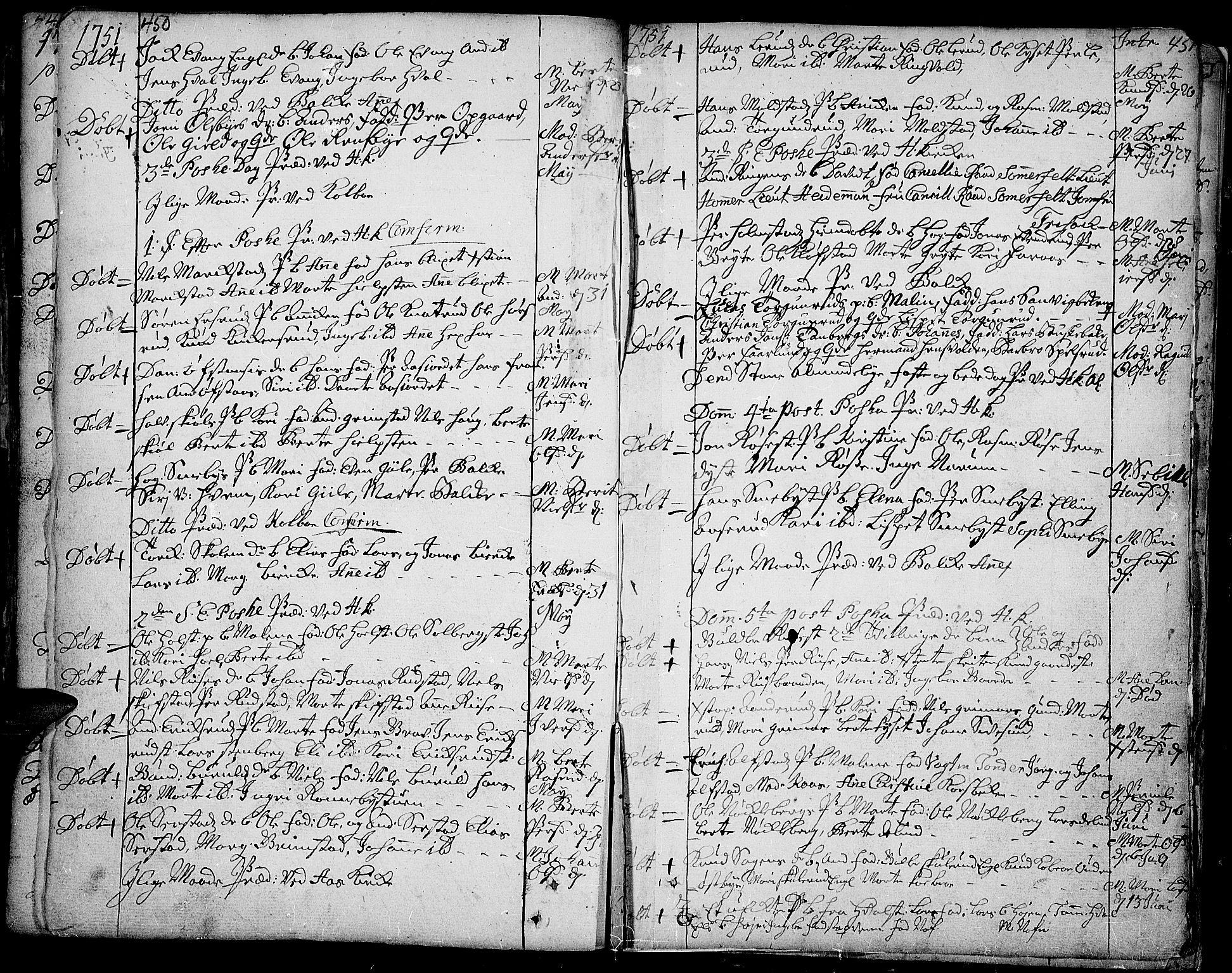 Toten prestekontor, AV/SAH-PREST-102/H/Ha/Haa/L0003: Parish register (official) no. 3, 1734-1751, p. 450-451