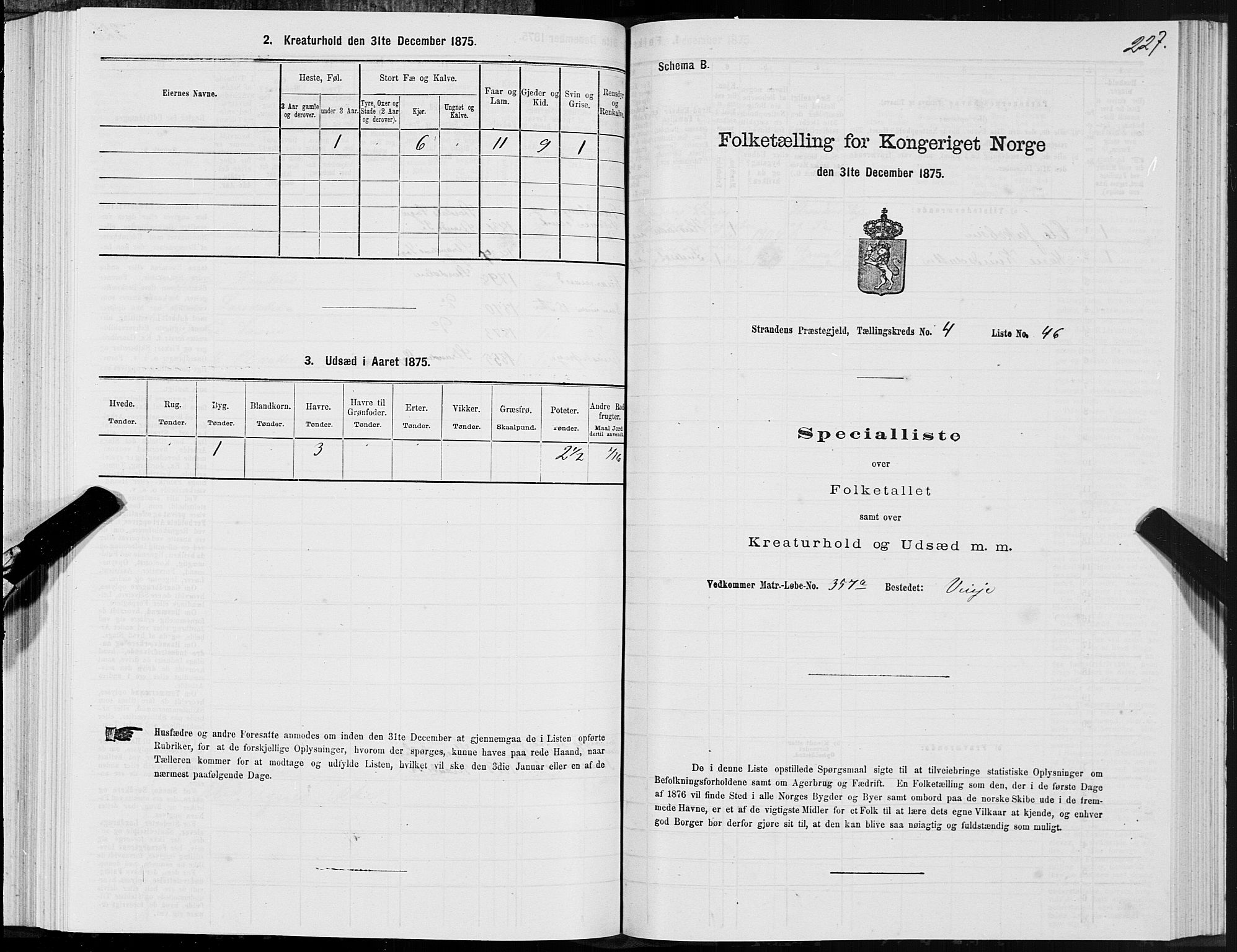 SAT, 1875 census for 1525P Stranda, 1875, p. 2227