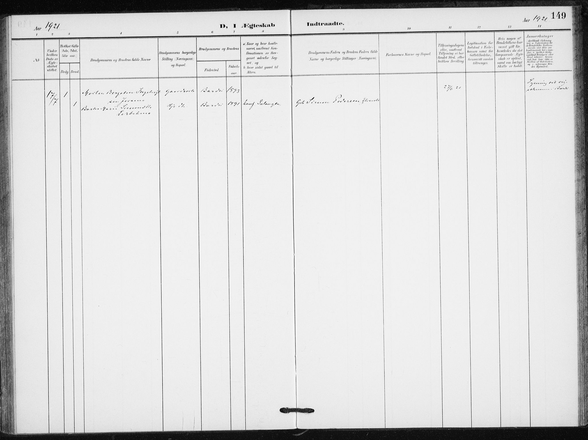 Målselv sokneprestembete, SATØ/S-1311/G/Ga/Gaa/L0013kirke: Parish register (official) no. 13, 1903-1919, p. 149