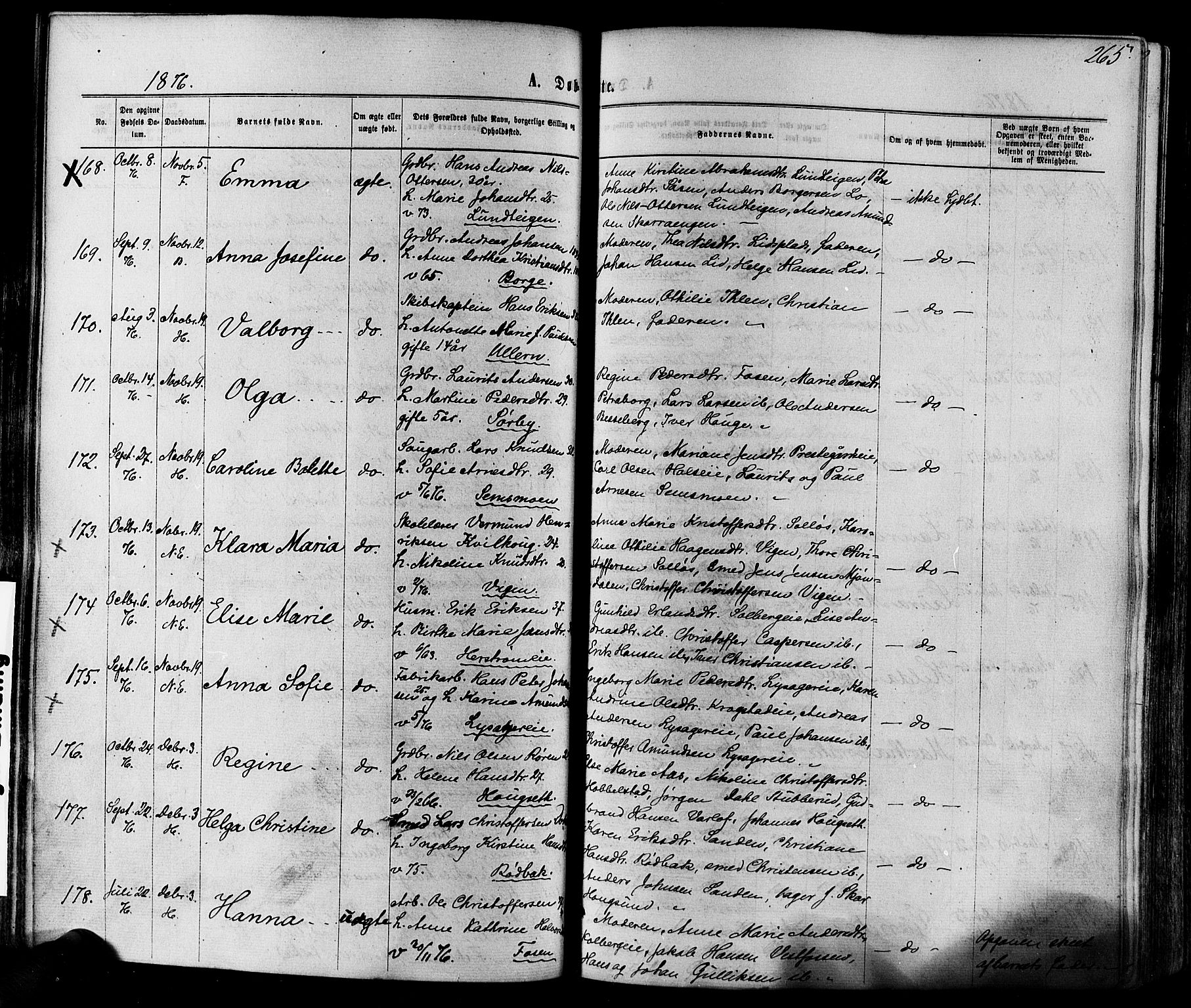 Eiker kirkebøker, AV/SAKO-A-4/F/Fa/L0017: Parish register (official) no. I 17, 1869-1877, p. 265