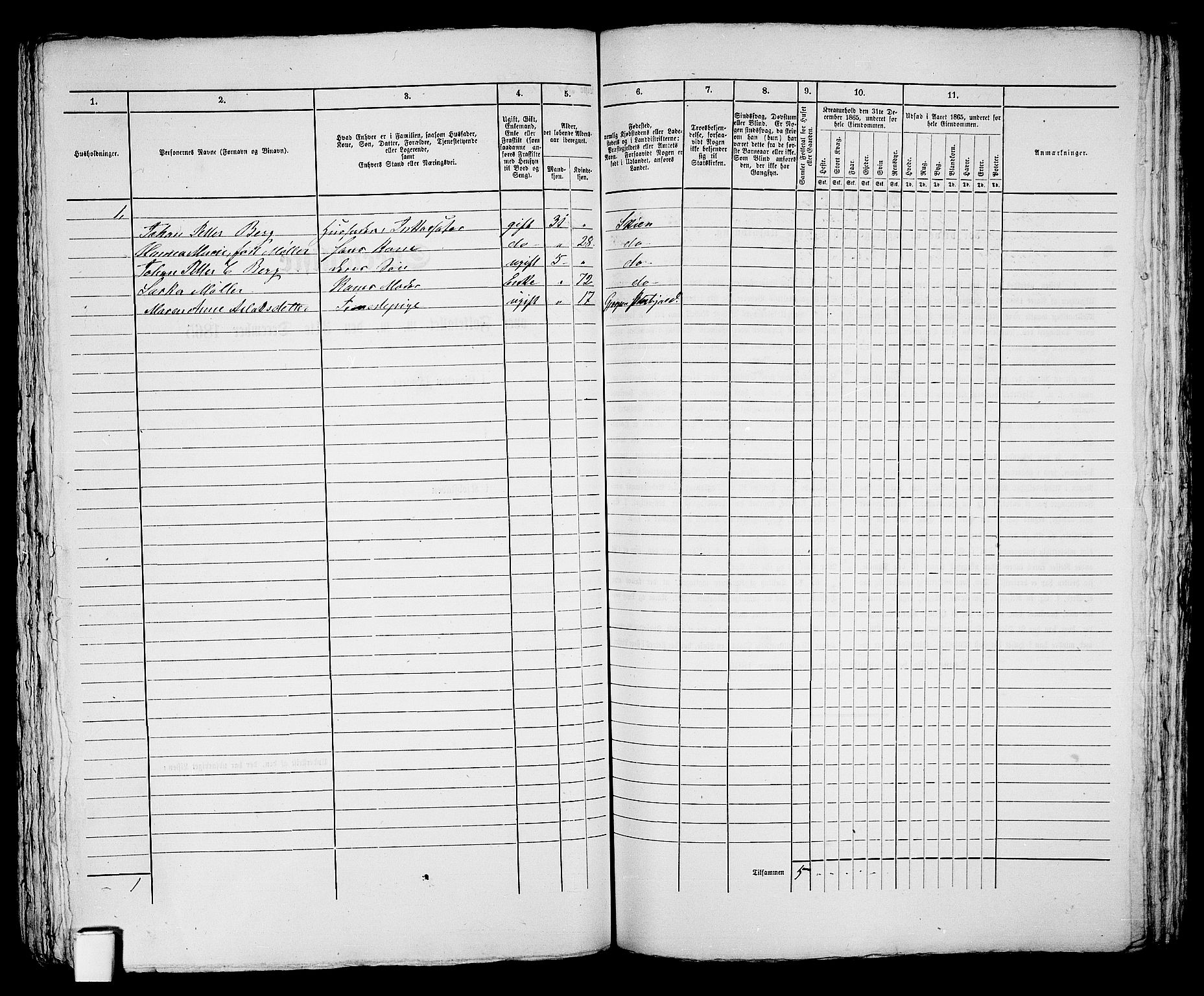 RA, 1865 census for Skien, 1865, p. 723