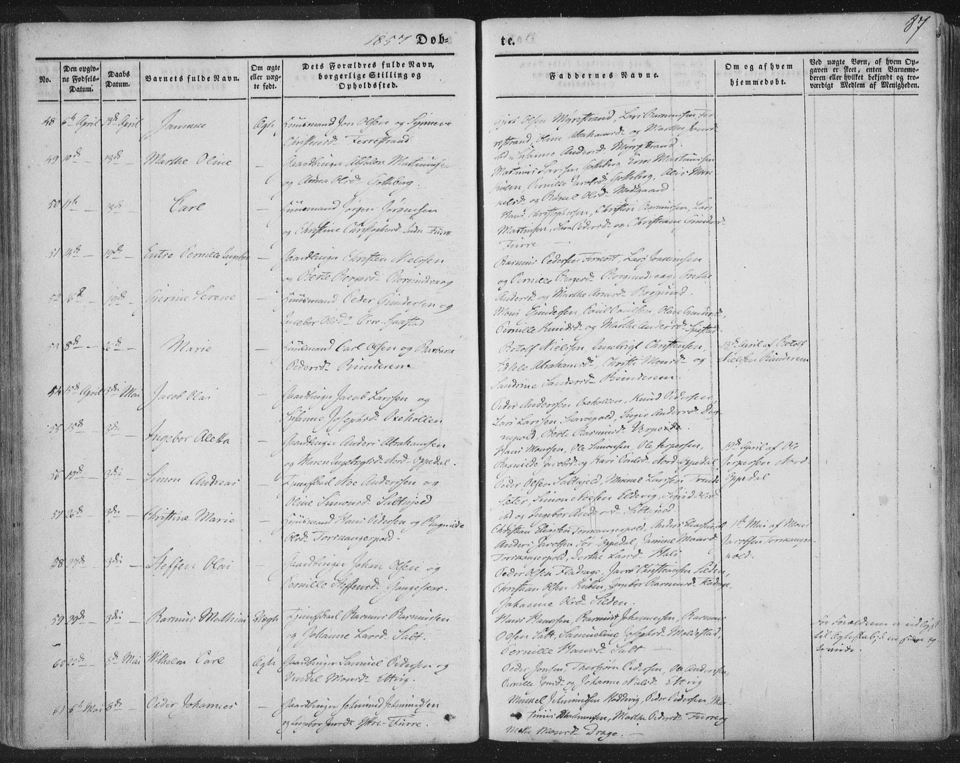 Selje sokneprestembete, SAB/A-99938/H/Ha/Haa/Haaa: Parish register (official) no. A 10, 1844-1858, p. 87