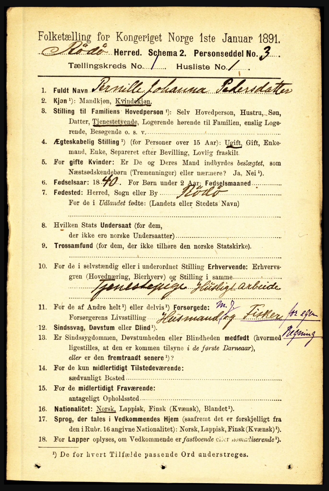 RA, 1891 census for 1836 Rødøy, 1891, p. 39