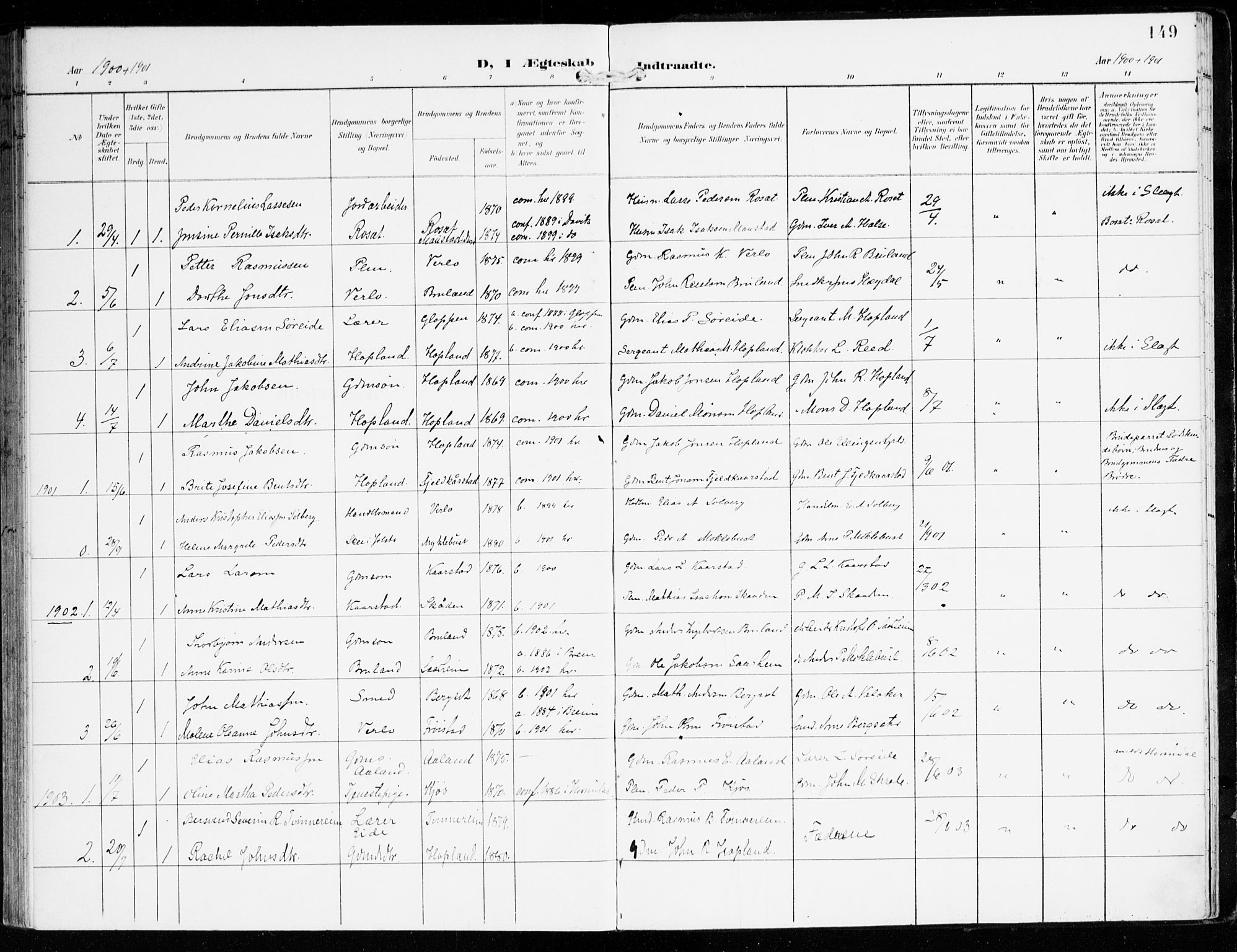 Innvik sokneprestembete, AV/SAB-A-80501: Parish register (official) no. D 2, 1900-1921, p. 149