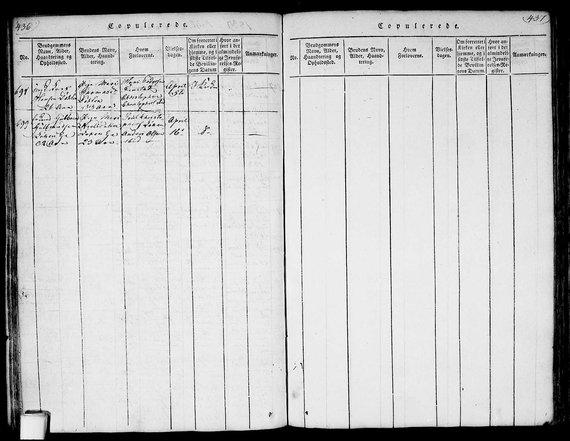 Nannestad prestekontor Kirkebøker, AV/SAO-A-10414a/F/Fa/L0009: Parish register (official) no. I 9, 1815-1840, p. 436-437