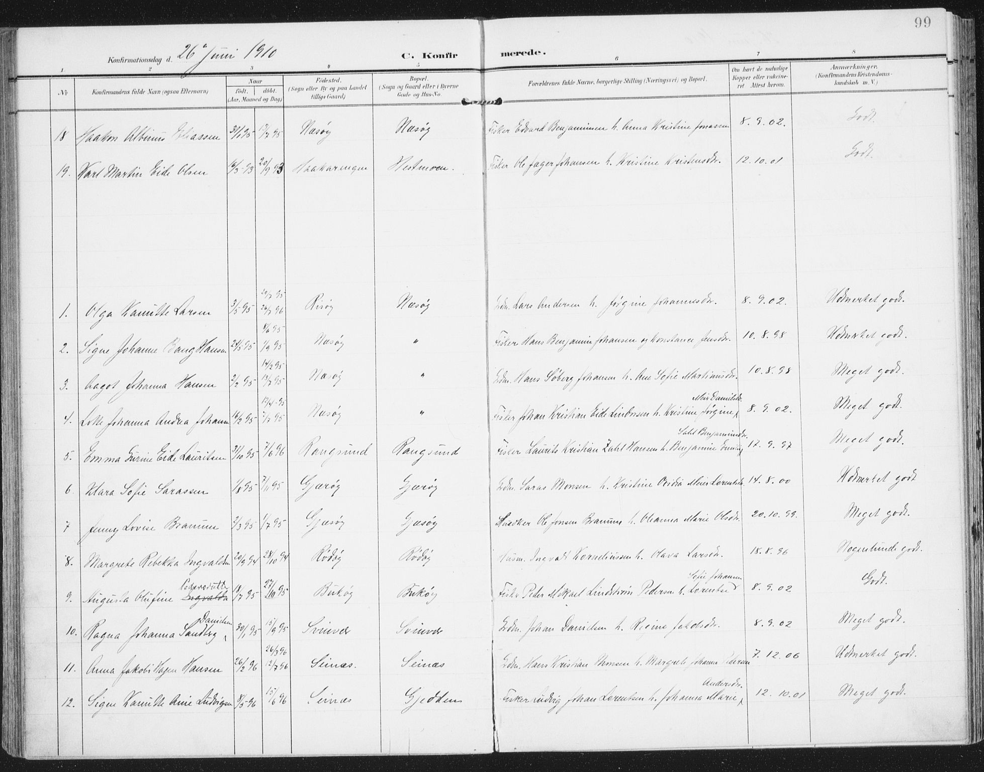 Ministerialprotokoller, klokkerbøker og fødselsregistre - Nordland, AV/SAT-A-1459/841/L0612: Parish register (official) no. 841A15, 1902-1910, p. 99