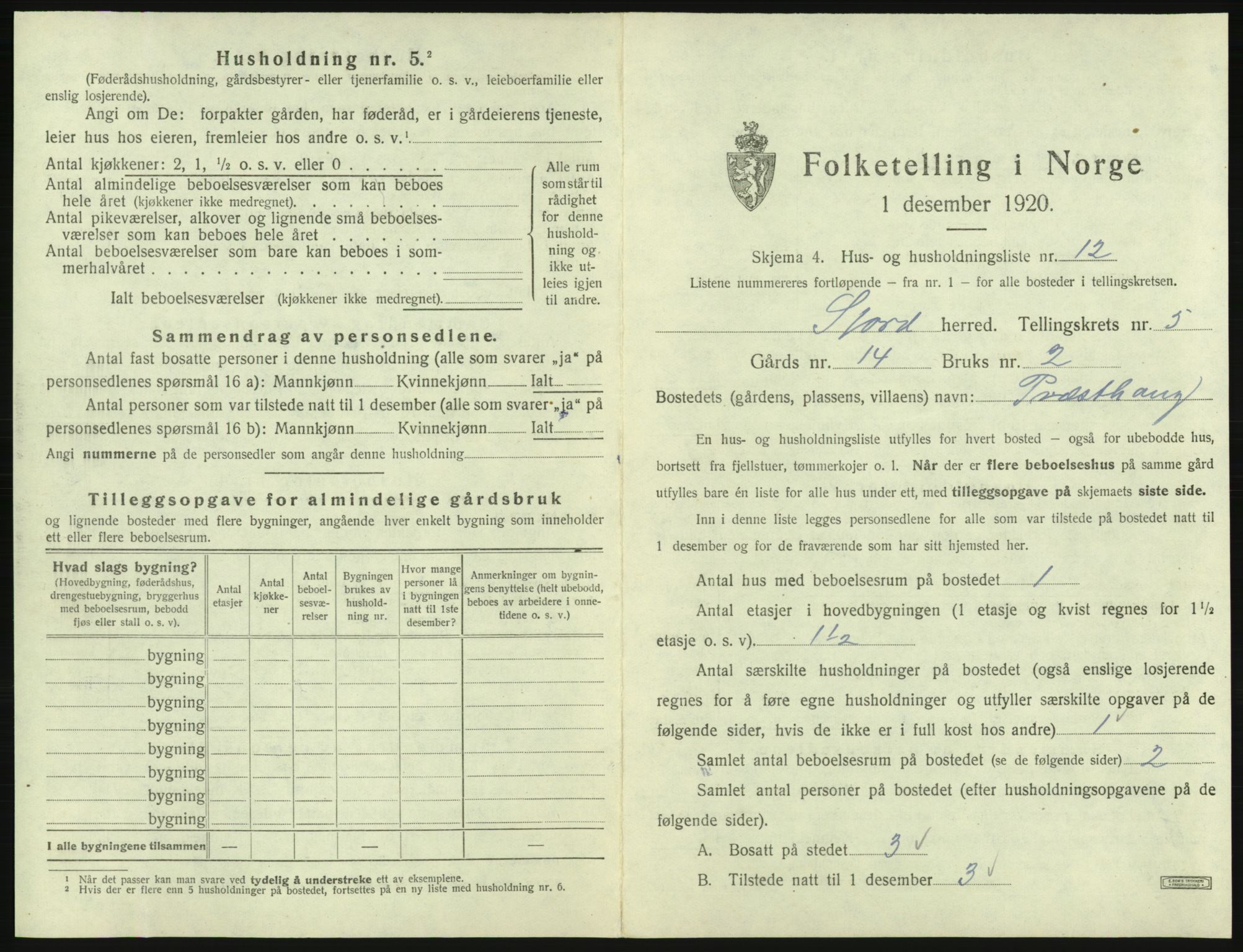 SAB, 1920 census for Stord, 1920, p. 199