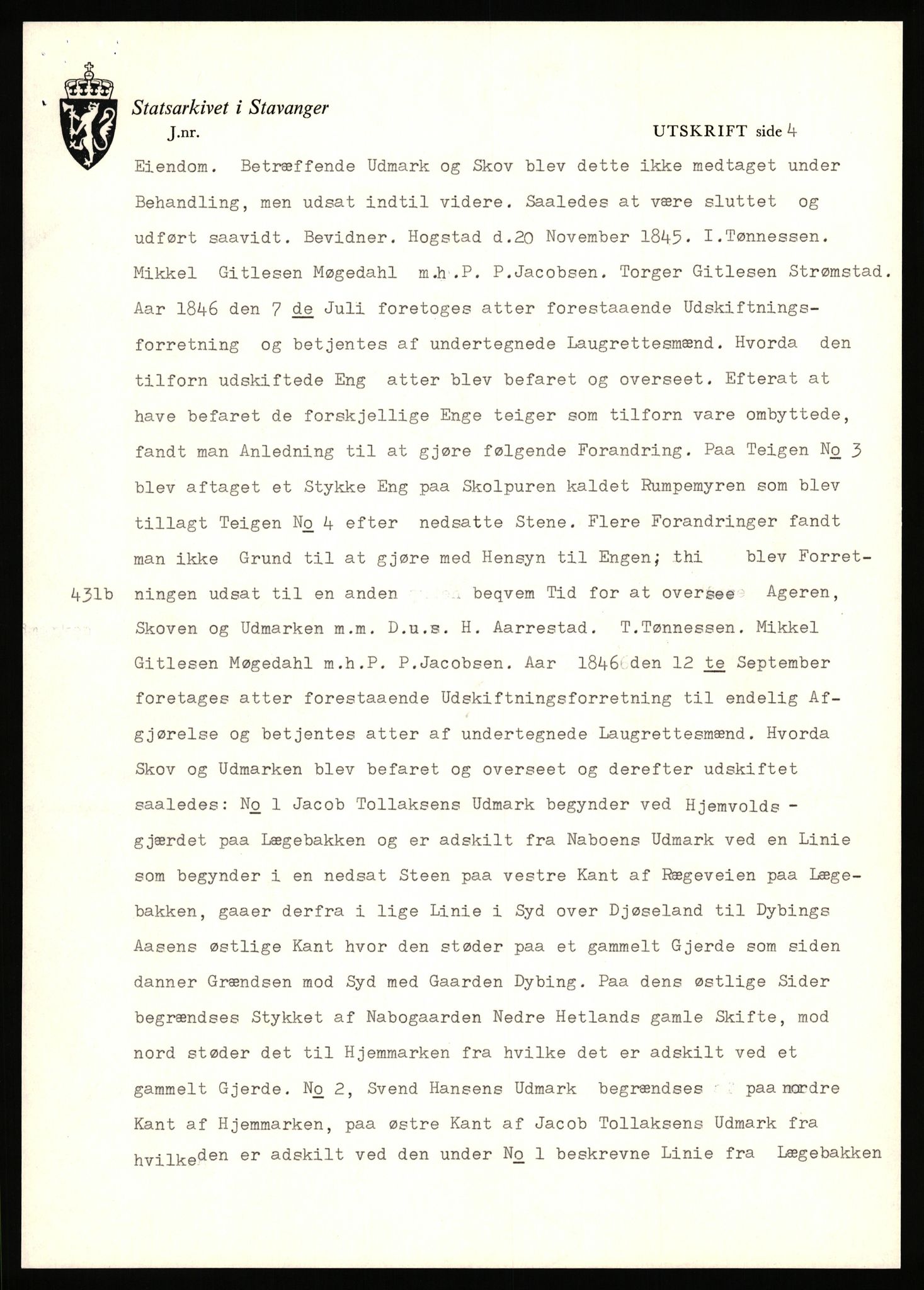 Statsarkivet i Stavanger, AV/SAST-A-101971/03/Y/Yj/L0038: Avskrifter sortert etter gårdsnavn: Hodne - Holte, 1750-1930, p. 176