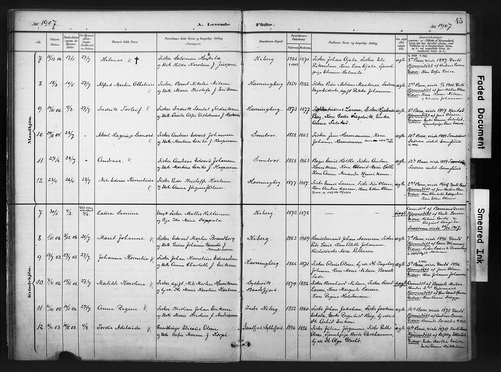 Vardø sokneprestkontor, AV/SATØ-S-1332/H/Ha/L0011kirke: Parish register (official) no. 11, 1897-1911, p. 45