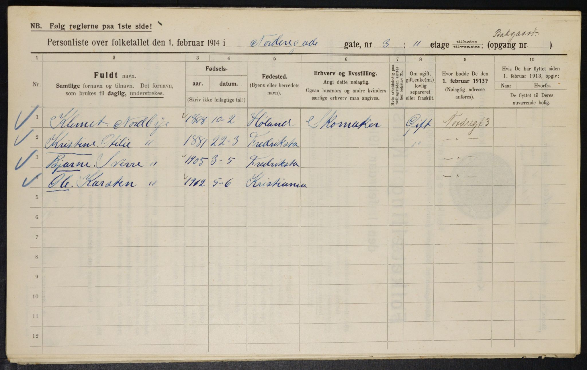 OBA, Municipal Census 1914 for Kristiania, 1914, p. 73045